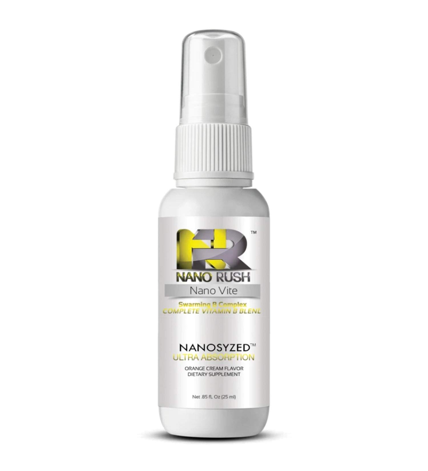 NanoRush Swarming B Complex Sublingual Spray - Complete Vitamin B Blend Dietary Supplement - Orange Cream Flavor - Buy Online on GoSupps.com