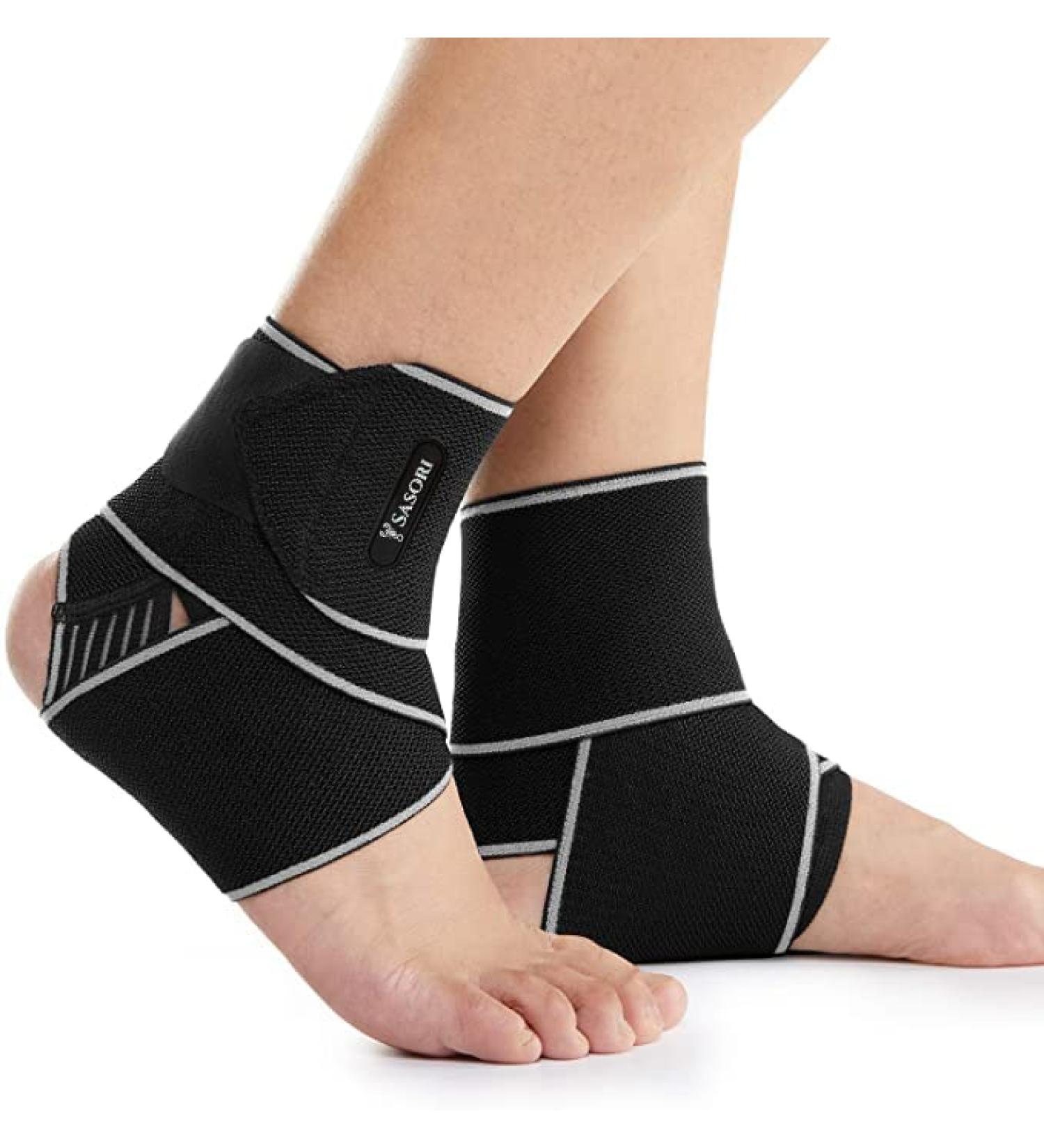 Sasori Ankle Support Brace - Adjustable Compression Strap for Sports Protection and Injury Recovery - One Size Fits Men and Women - Buy Online on GoSupps.com