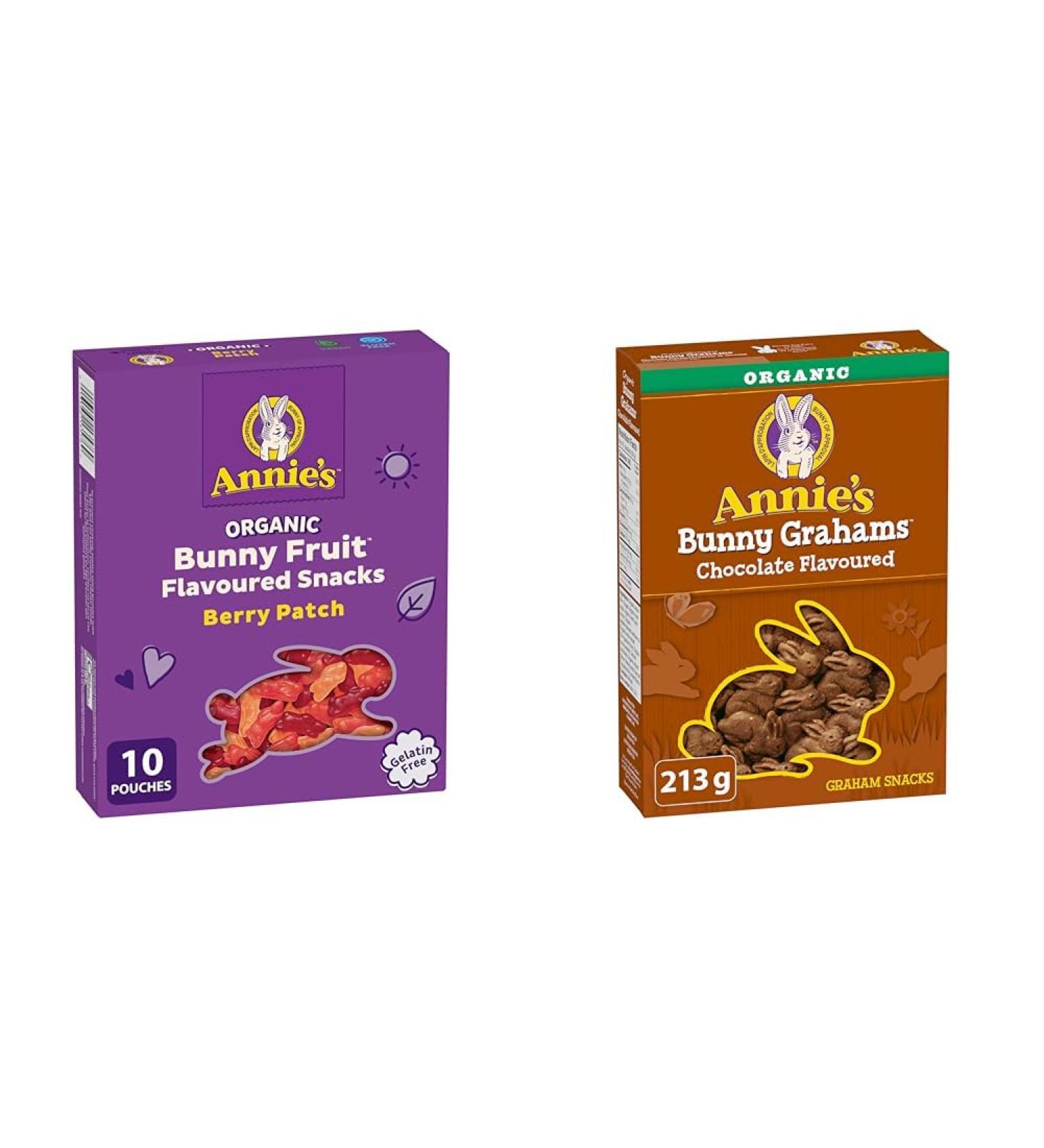 ANNIE'S - FAMILY PACK SIZE - Organic Fruit Flavoured Snacks Berry Pack of 10 Pouches & Chocolate Graham Cookies Snacks Organic No Artificial Flavours No Synthetic Colours Fruit Snack + Chocolate Graham Cookies Snacks - Buy Online on GoSupps.com