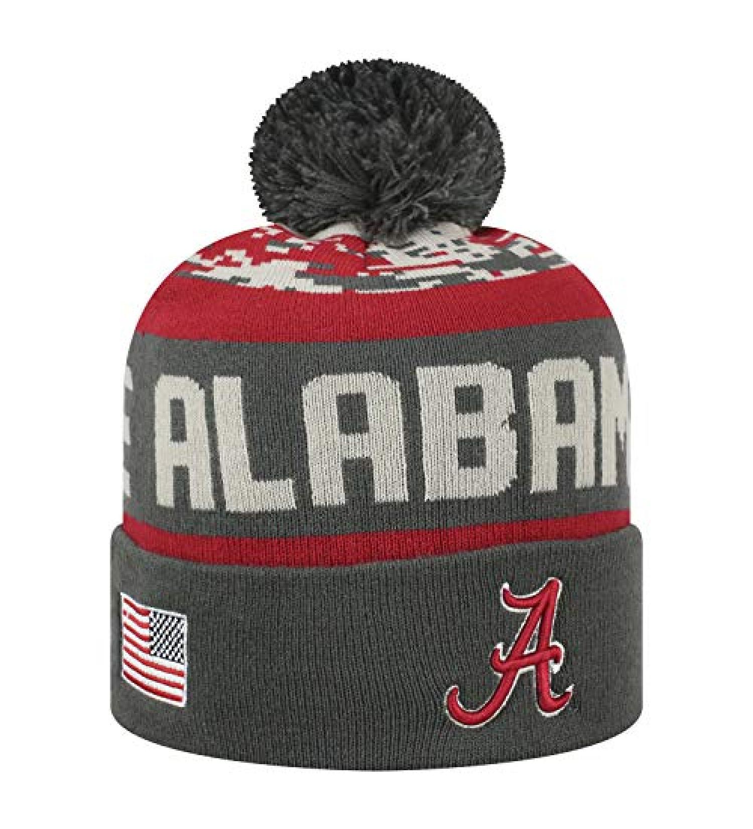 Alabama Crimson Tide NCAA Military Cuffed Beanie Hat | Top of the World Pom Knit - Buy Online on GoSupps.com