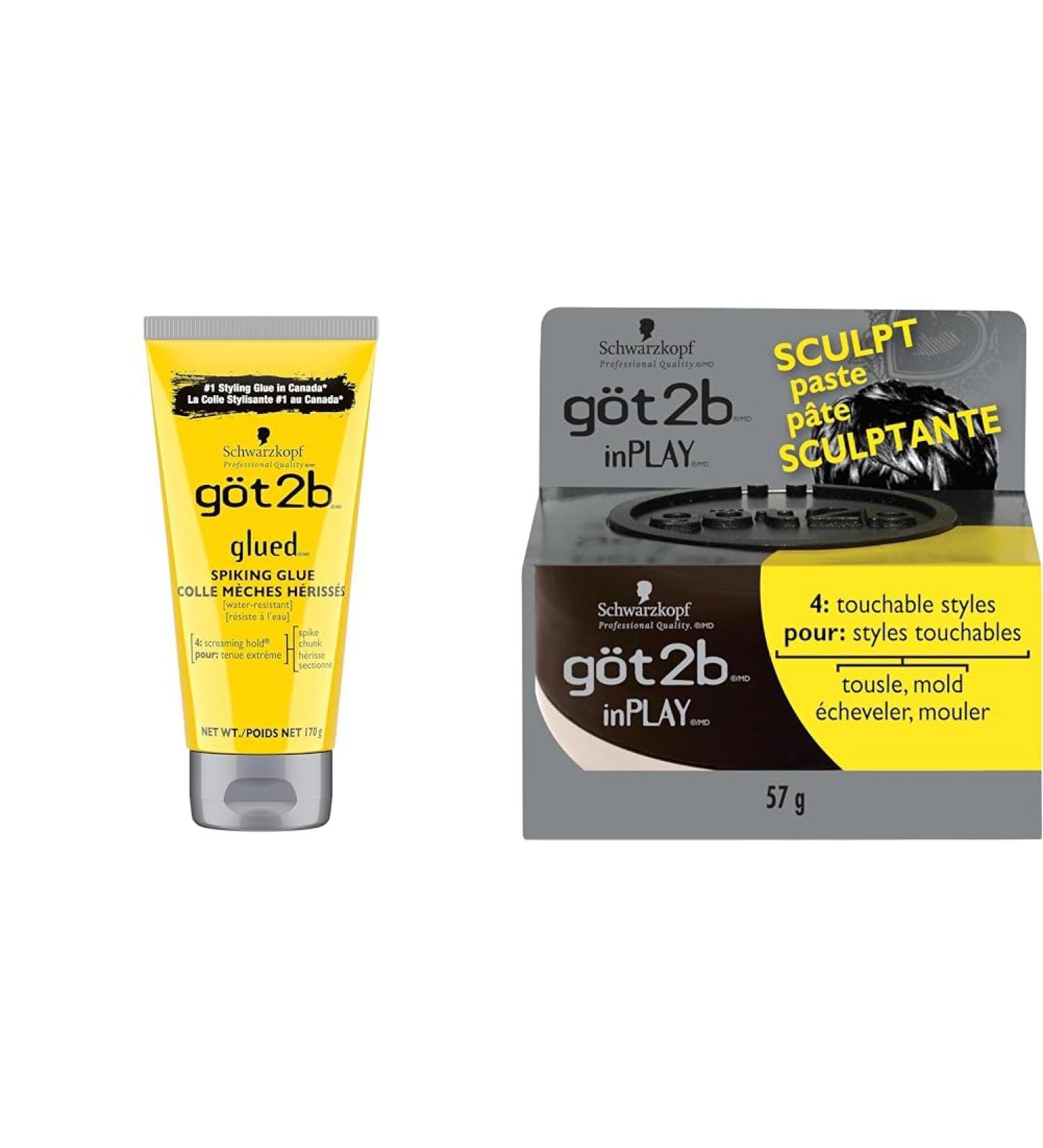 Schwarzkopf Got2b Glued Spiking Glue Hair Styling 6-Ounce Tube & InPLAY Sculpt Paste 57 g - Buy Online on GoSupps.com