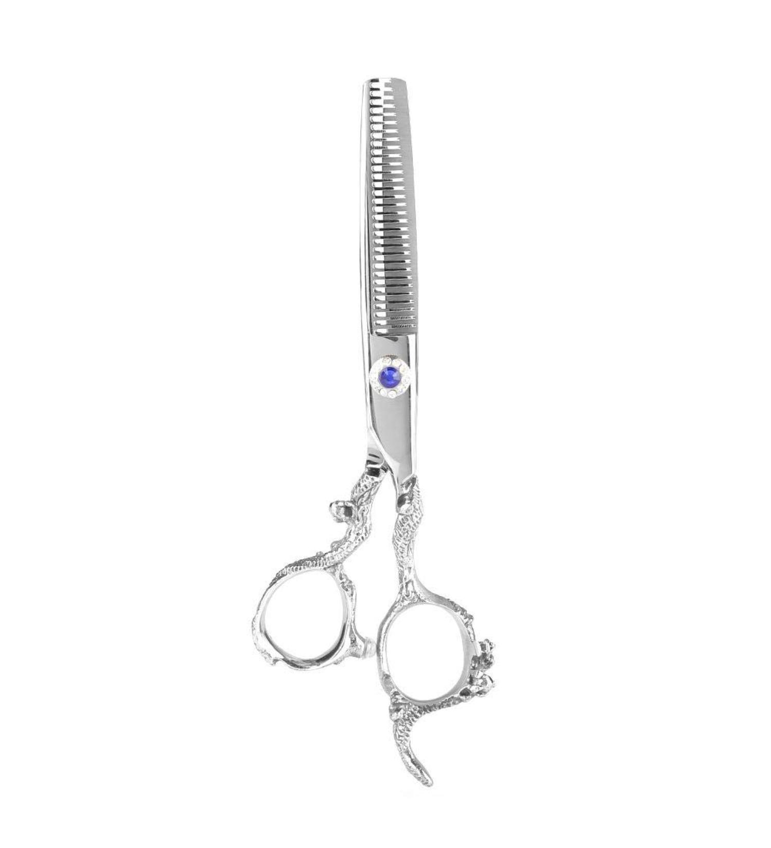 Hairdressing Shears with Antique Decoration Professional Hair Cutting Thining Scissors Salon Barber Hairdressing Shear(Thinning Shears-Silver) - Buy Online on GoSupps.com