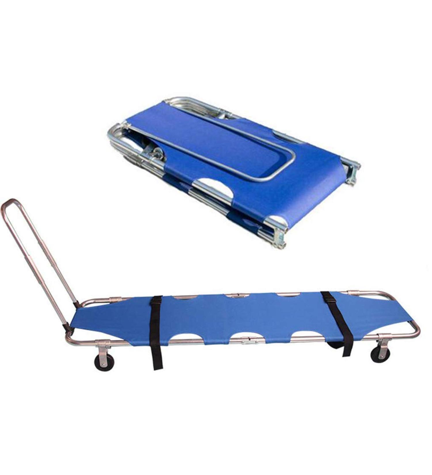 Portable Emergency Rescue Flat Foldaway Stretcher with 4 Wheels and Seat Belt for Hospital Sports Venues Max Load Bearing 350 lb - Buy Online on GoSupps.com