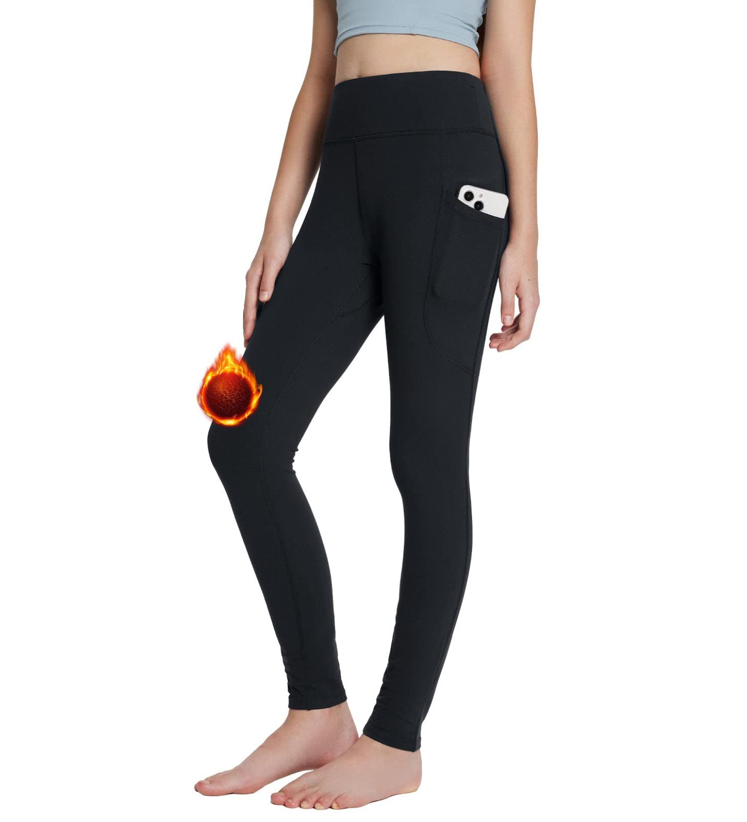 Baleaf Youth Girl's Water Repellent Fleece Lined Leggings - High Waisted Winter Athletic Pants in Black Medium - Buy Online on GoSupps.com