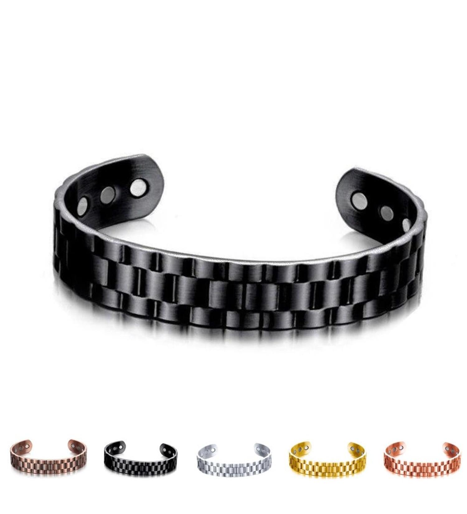 Biancat Prostapower Magnetic Copper Band Copper Bracelet for Men Magnetic Bracelets for Men Copper Ion Wristband(Black) - Buy Online on GoSupps.com