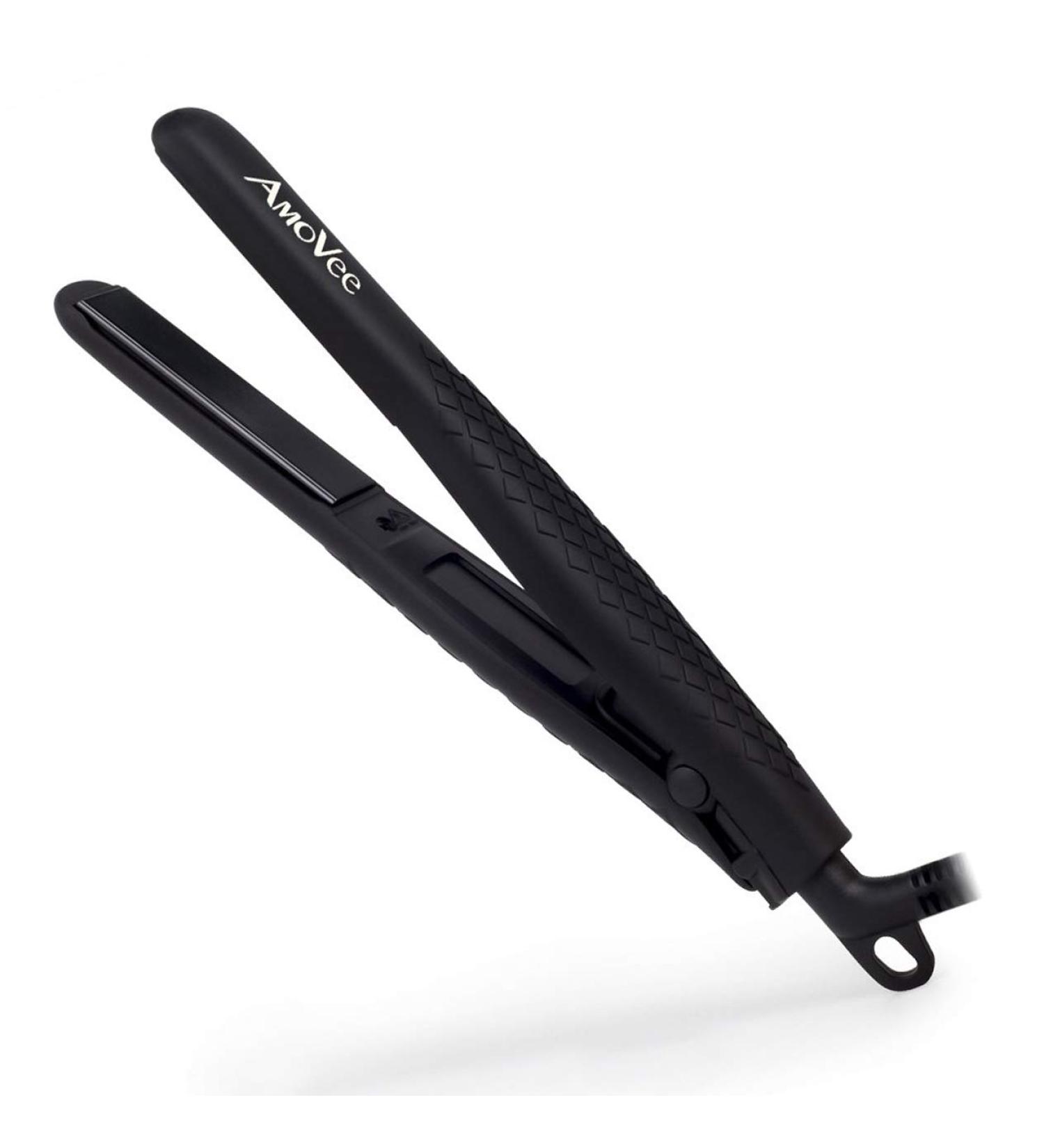 AmoVee Mini Flat Iron - Smart Ceramic Tourmaline Hair Straightener with Negative Ionic Technology - Travel Size (Black) - Buy Online on GoSupps.com