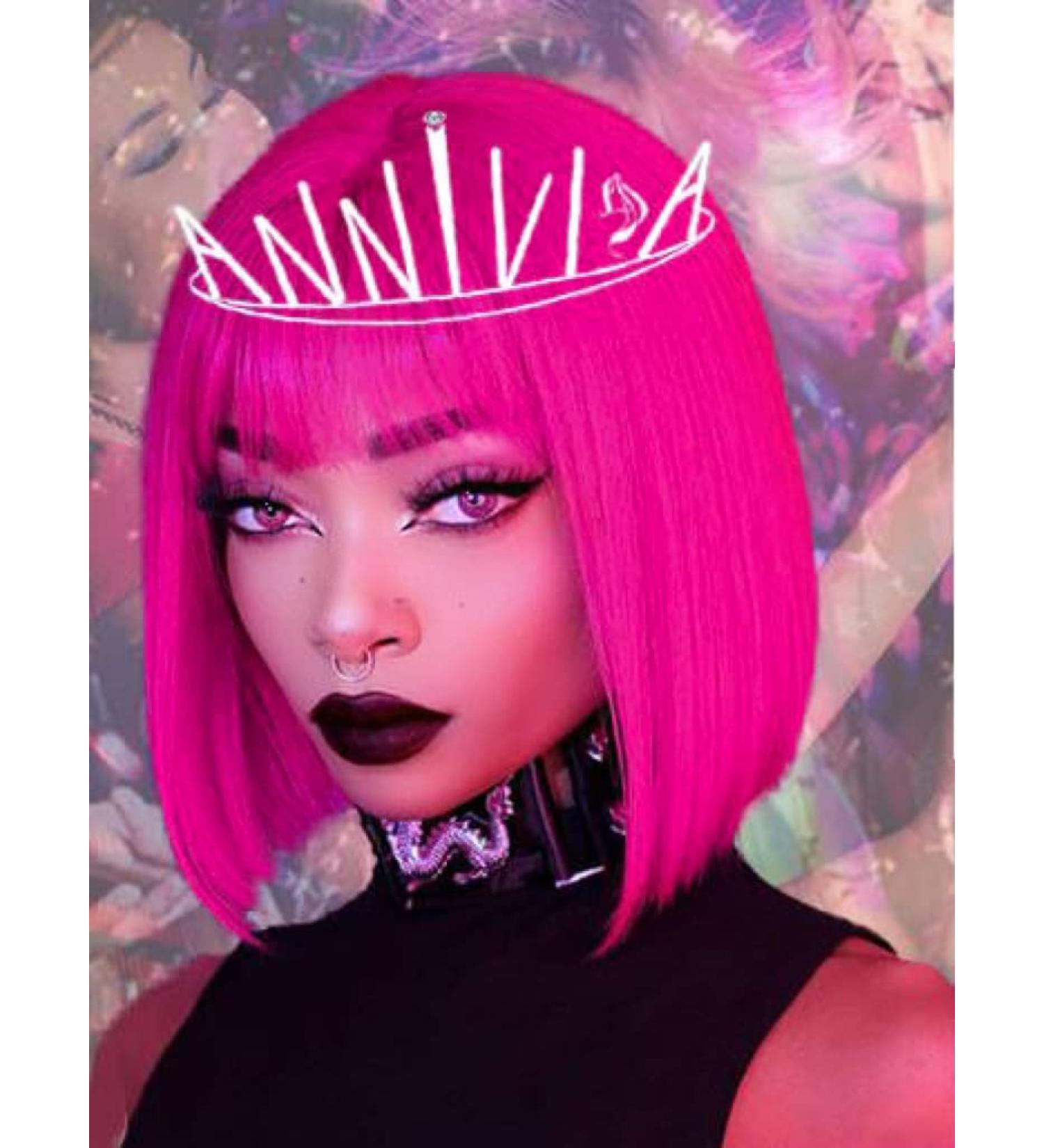 Annivia Hot Pink Short Bob Wig with Bangs - 12 inch Synthetic Straight Wig for Women - Halloween Cosplay Party Natural Hair-Like Wig (Hot Pink) - Buy Online on GoSupps.com