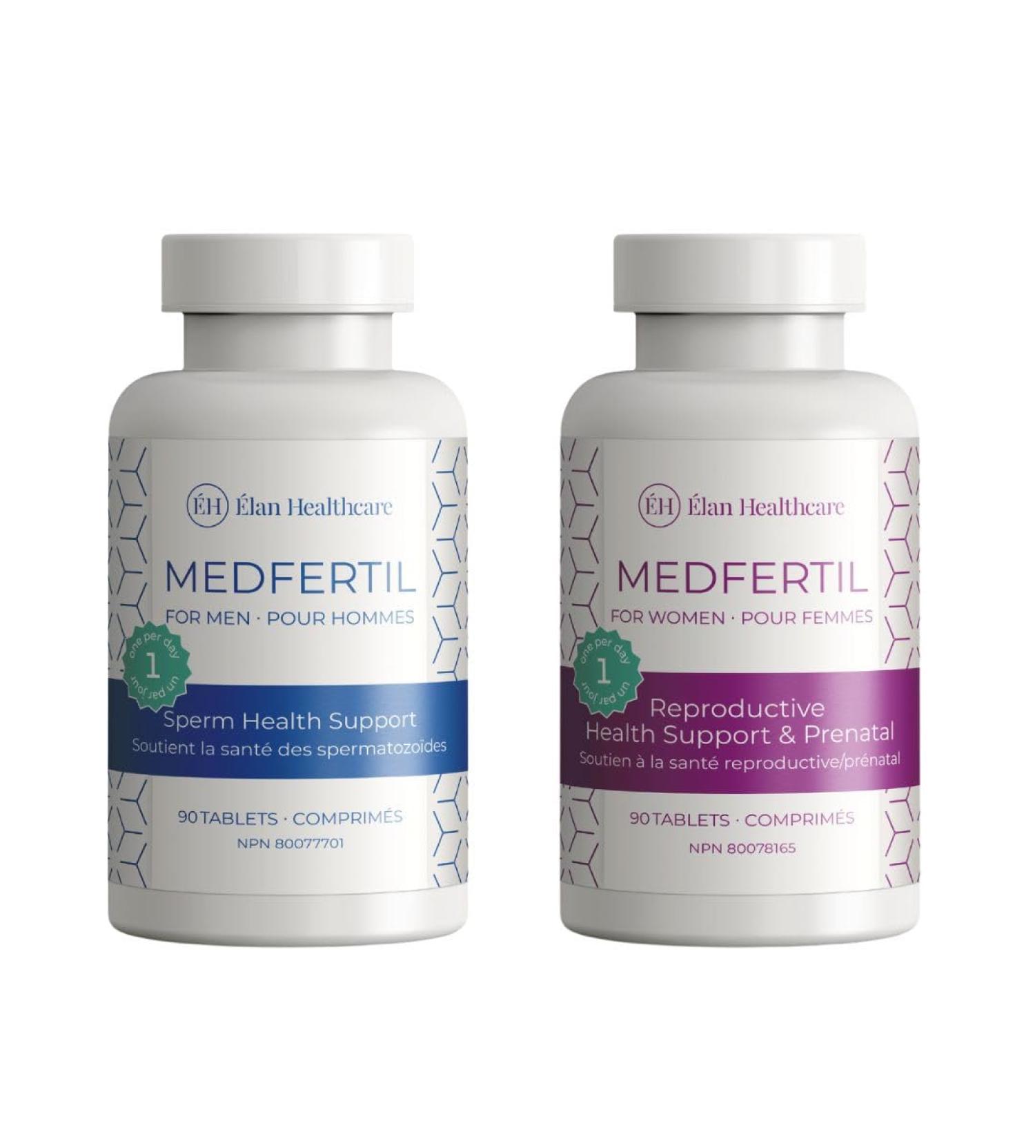 Elan Healthcare- Medfertil for Men and Women - Pre-Pregnancy Multivitamin couple's pack - 90+90 - Supplement for Before During and Postnatal 90 count (Pack of 2) - Buy Online on GoSupps.com