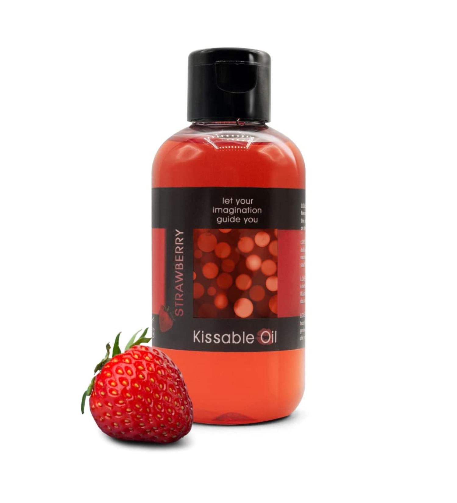 LOVE PLAY Strawberry Flavored Body Oil - Edible Warming & 100% Vegan - Ideal for Couples - 150ml - Buy Online on GoSupps.com