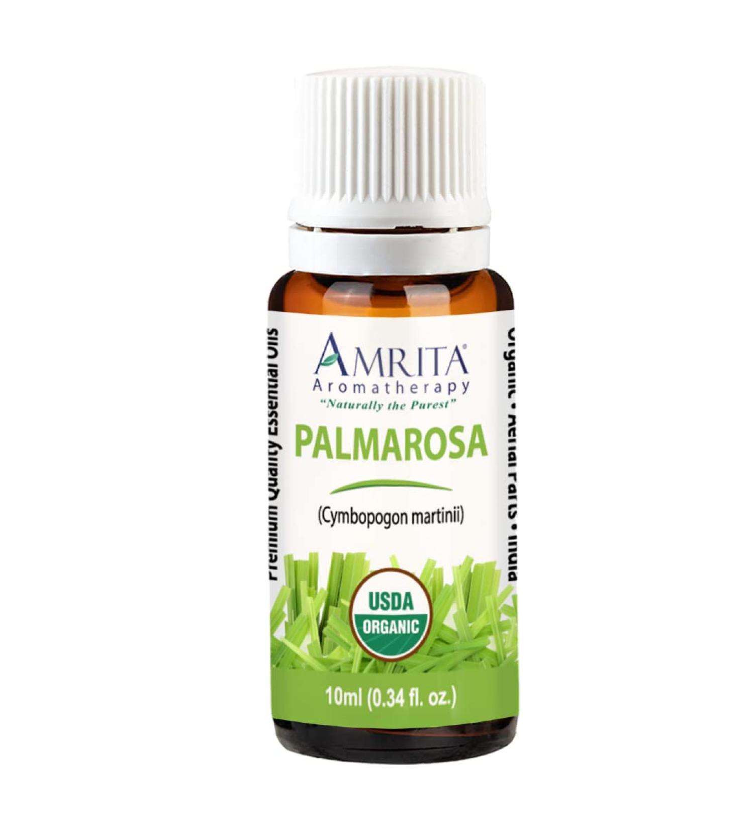 Amrita Aromatherapy: Organic Palmarosa Essential Oil 100% Pure Undiluted Cymbopogon martinii Therapeutic Grade Premium Quality Aromatherapy Oil Tested and Verified Size: 10mL (0.34 Fl. Oz.) - Buy Online on GoSupps.com