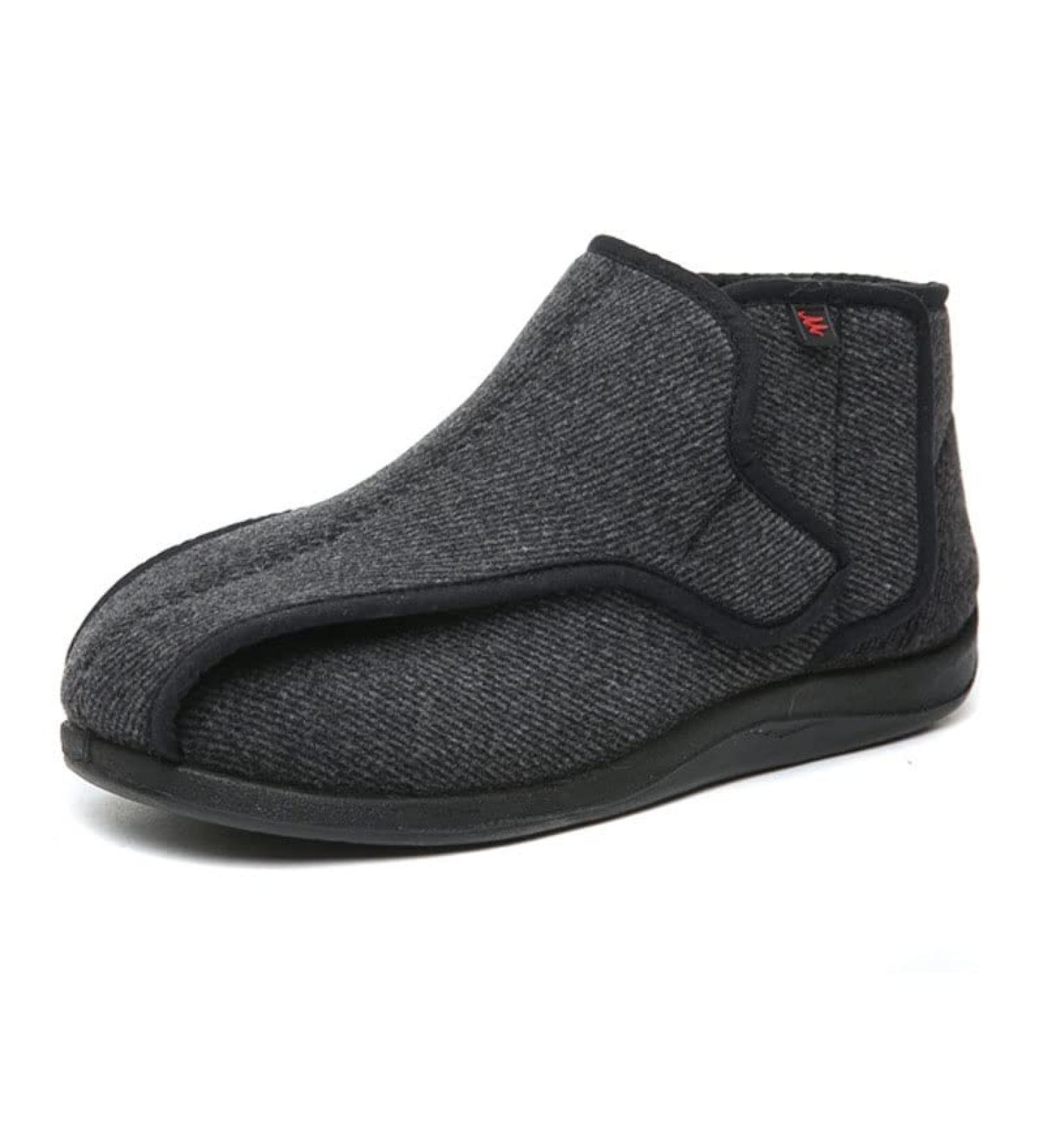 Men's Breathable Lightweight Diabetic Slippers - Adjustable Easy On/Off Anti-Slip Shoes with Arch Support for Bunions & Arthritis - Grey - Buy Online on GoSupps.com