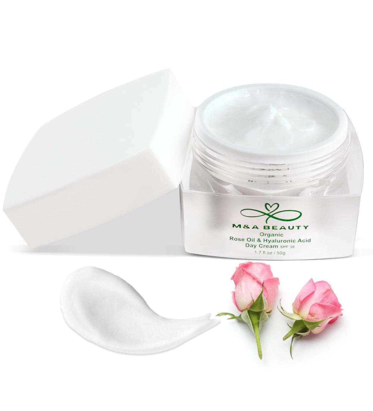 M&A BEAUTY Organic Rose Oil Day Cream 3 in 1 facial moisturizer With SPF 30 and hyaluronic acid 1.7 OZ supper moisturizing - Buy Online on GoSupps.com