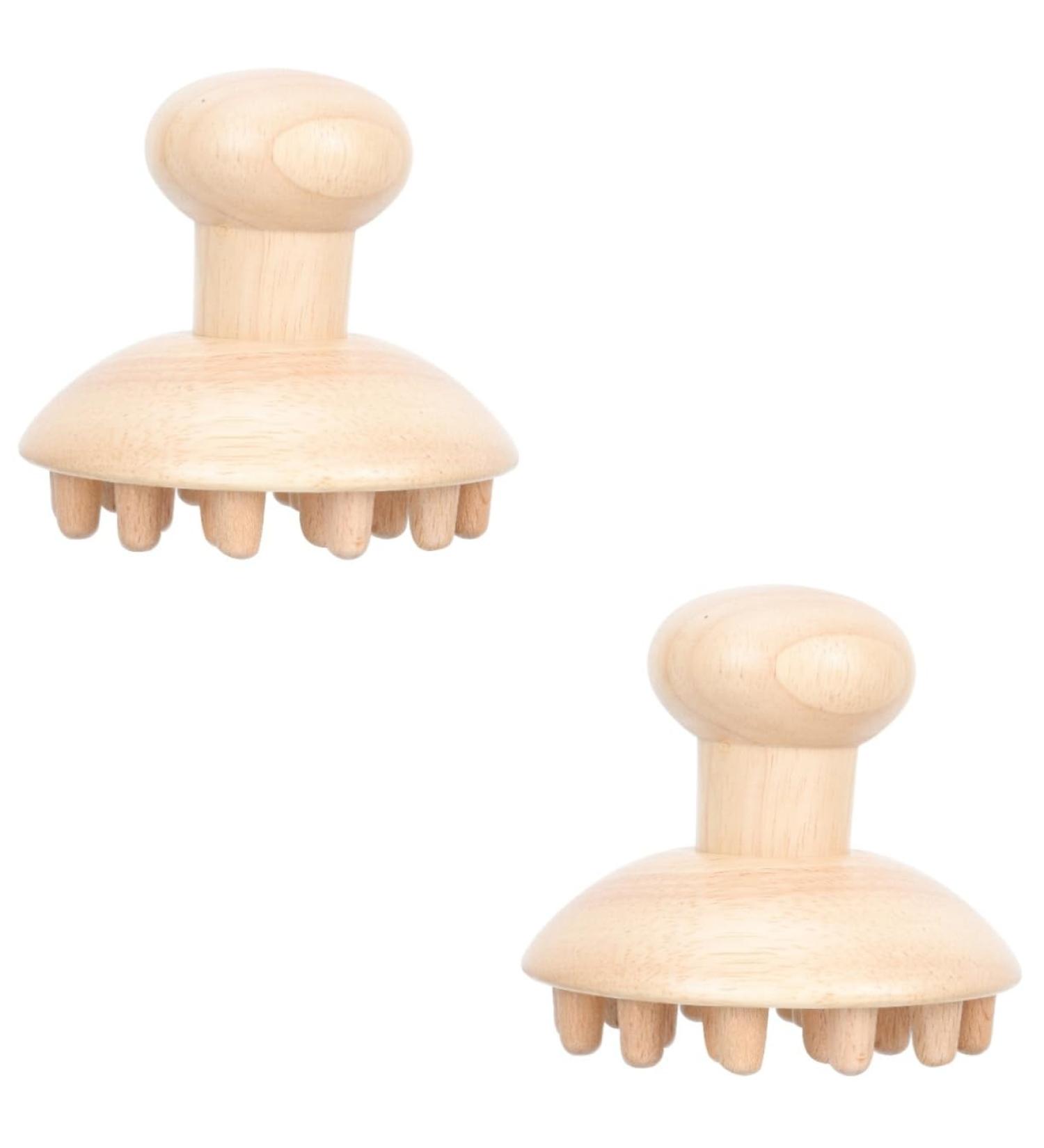 Healeved 2 STK Wooden Massage Comb - Natural Beech Head Scrubber for Women | At-Home Relaxation & Shower Massage - Buy Online on GoSupps.com