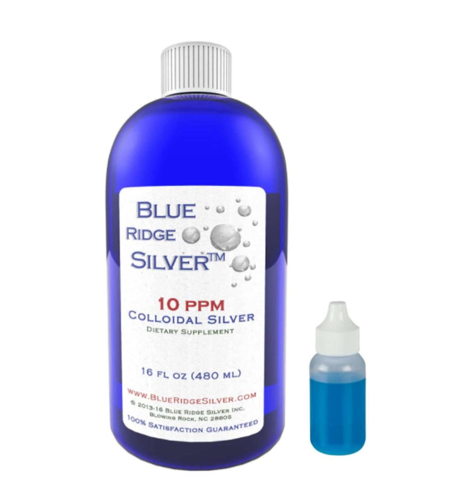 Buy Blue Ridge Silver 10 ppm Colloidal Silver 16 oz - Natural Immune Support Supplement with Free Travel Dropper - Buy Online on GoSupps.com