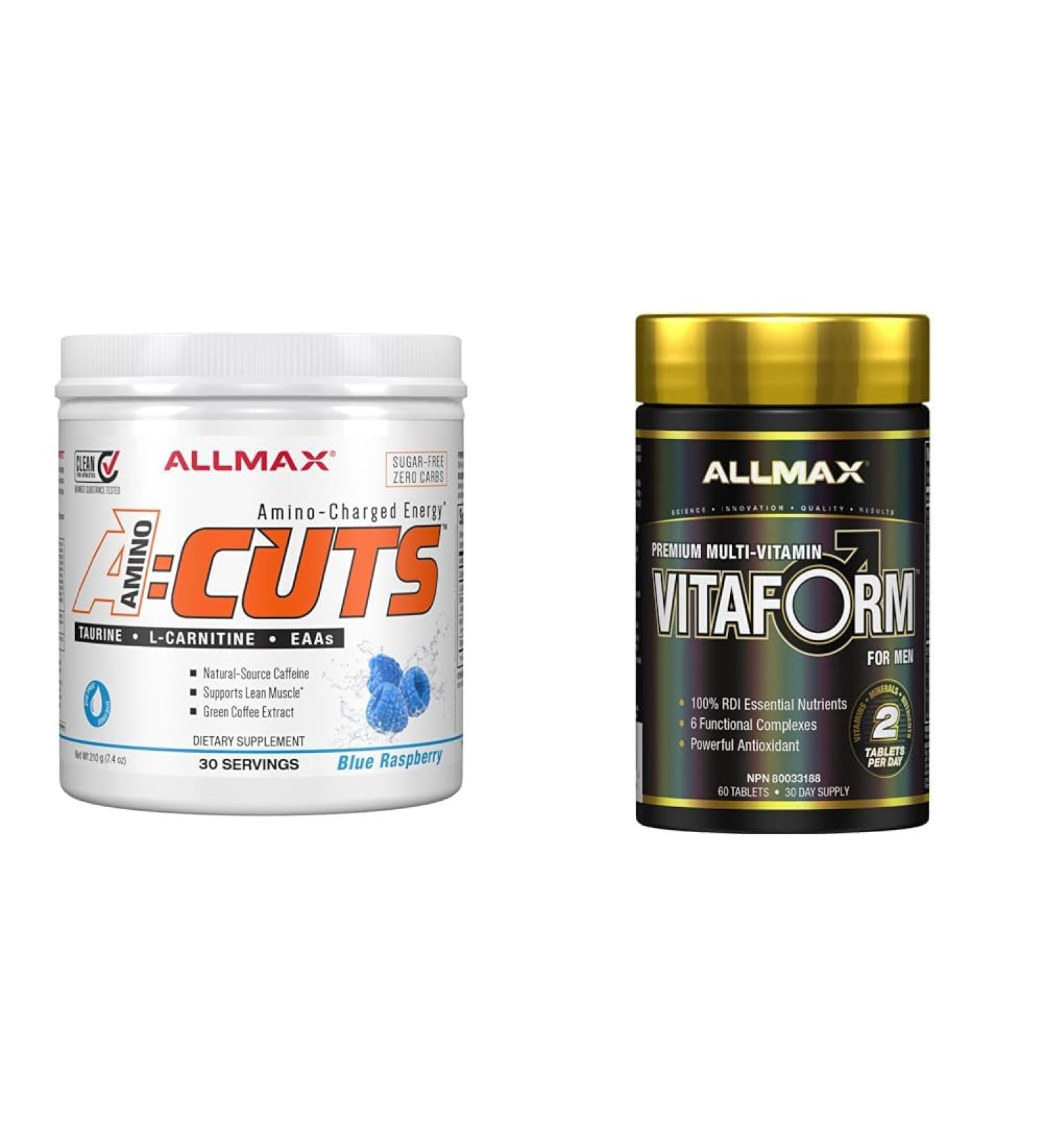ALLMAX Nutrition ACUTS - Amino Acid Powder Supplement with Taurine L-Carnitine Green & Allmax Nutrition - VITAFORM - Premium - Performance Multi-Vitamin for Men - 30-day Supply - 60 Count - Buy Online on GoSupps.com