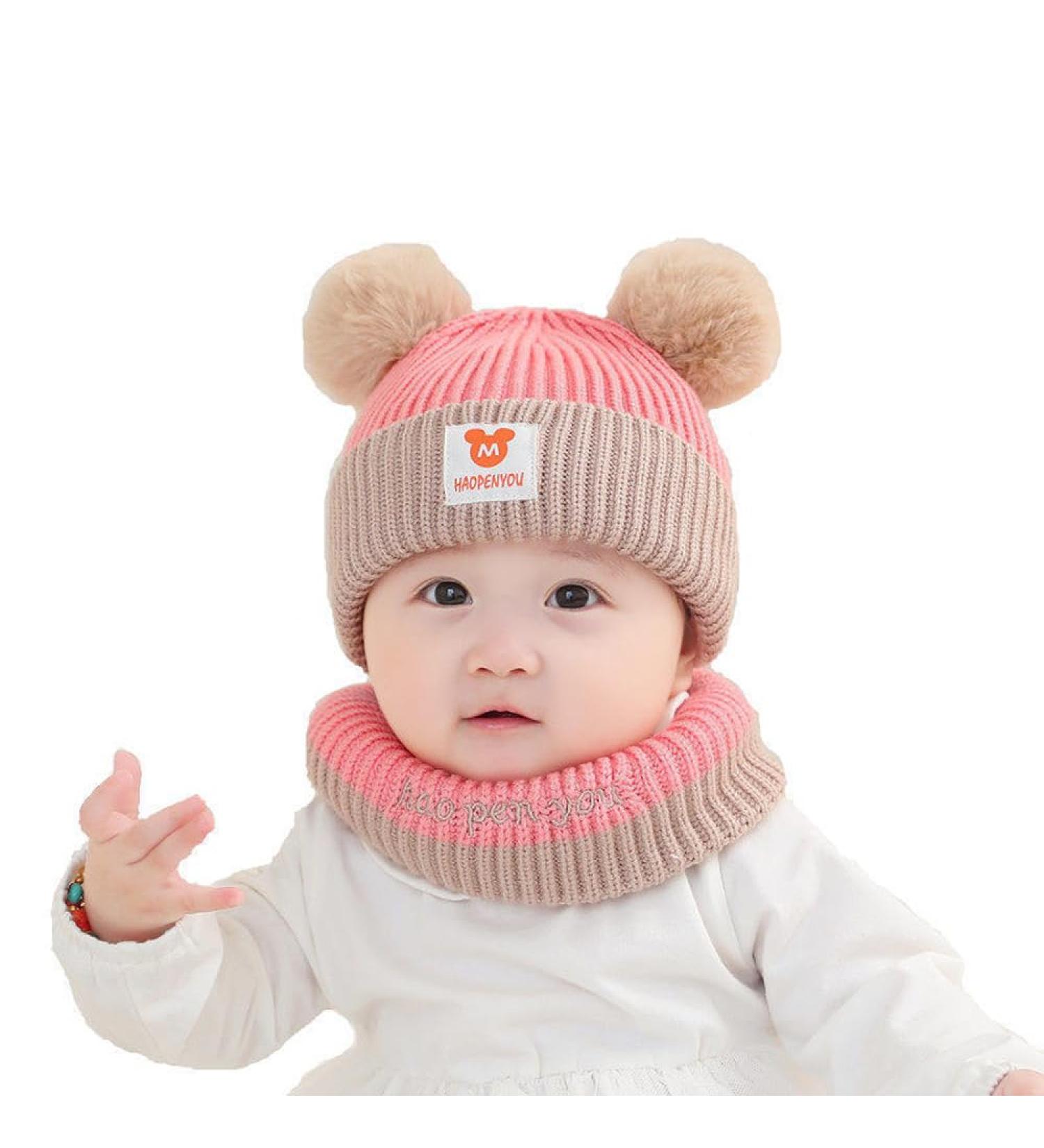 Clysburtuony Newborn Handmade Knitted Crochet Cap - Pink&Gray - 0-3 Months - Buy Online on GoSupps.com