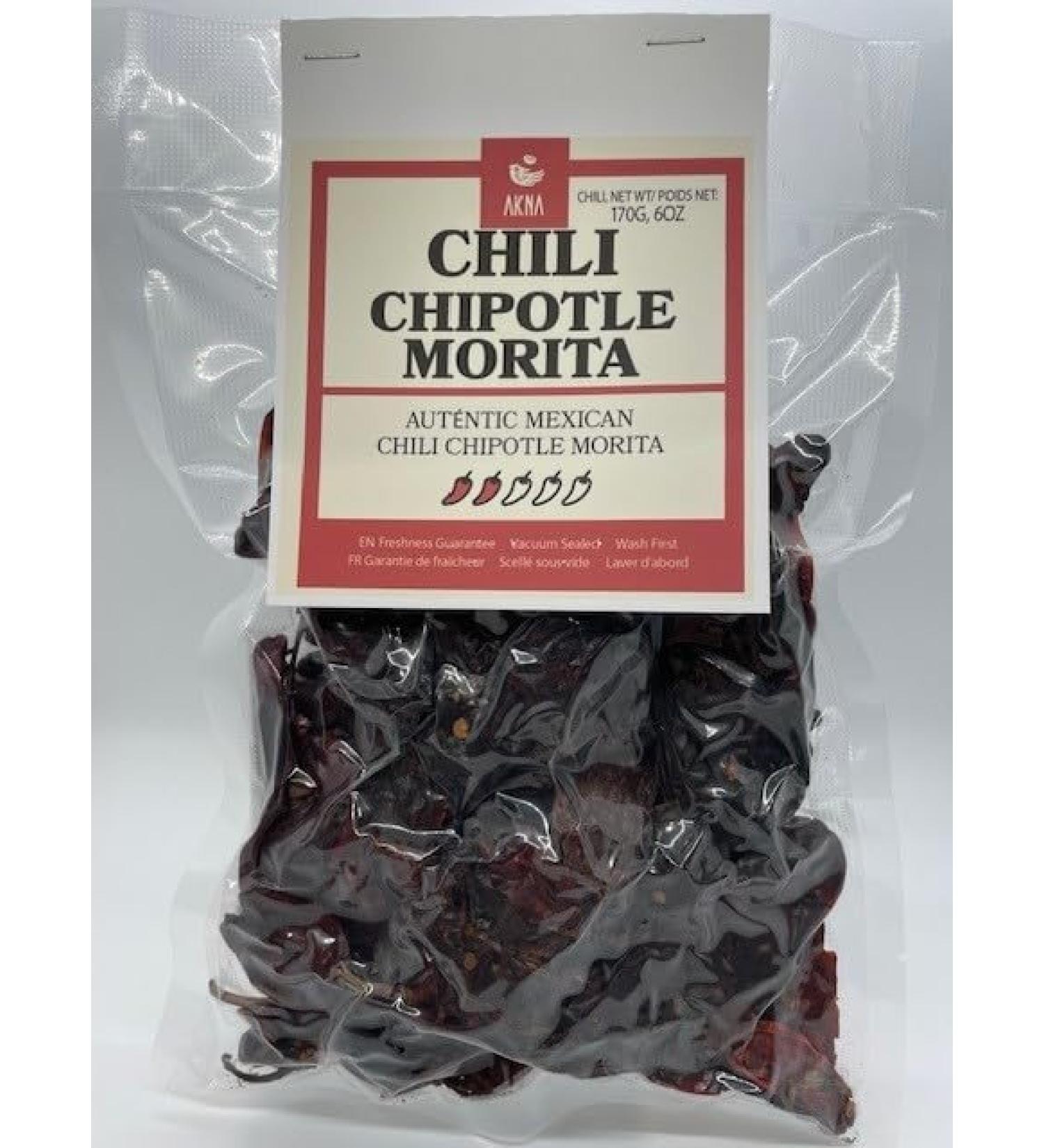 AKNA Dried Chipotle Morita Chili Peppers Authentic Whole Mexican Chili Peppers 170g Vacuum Pack - Buy Online on GoSupps.com