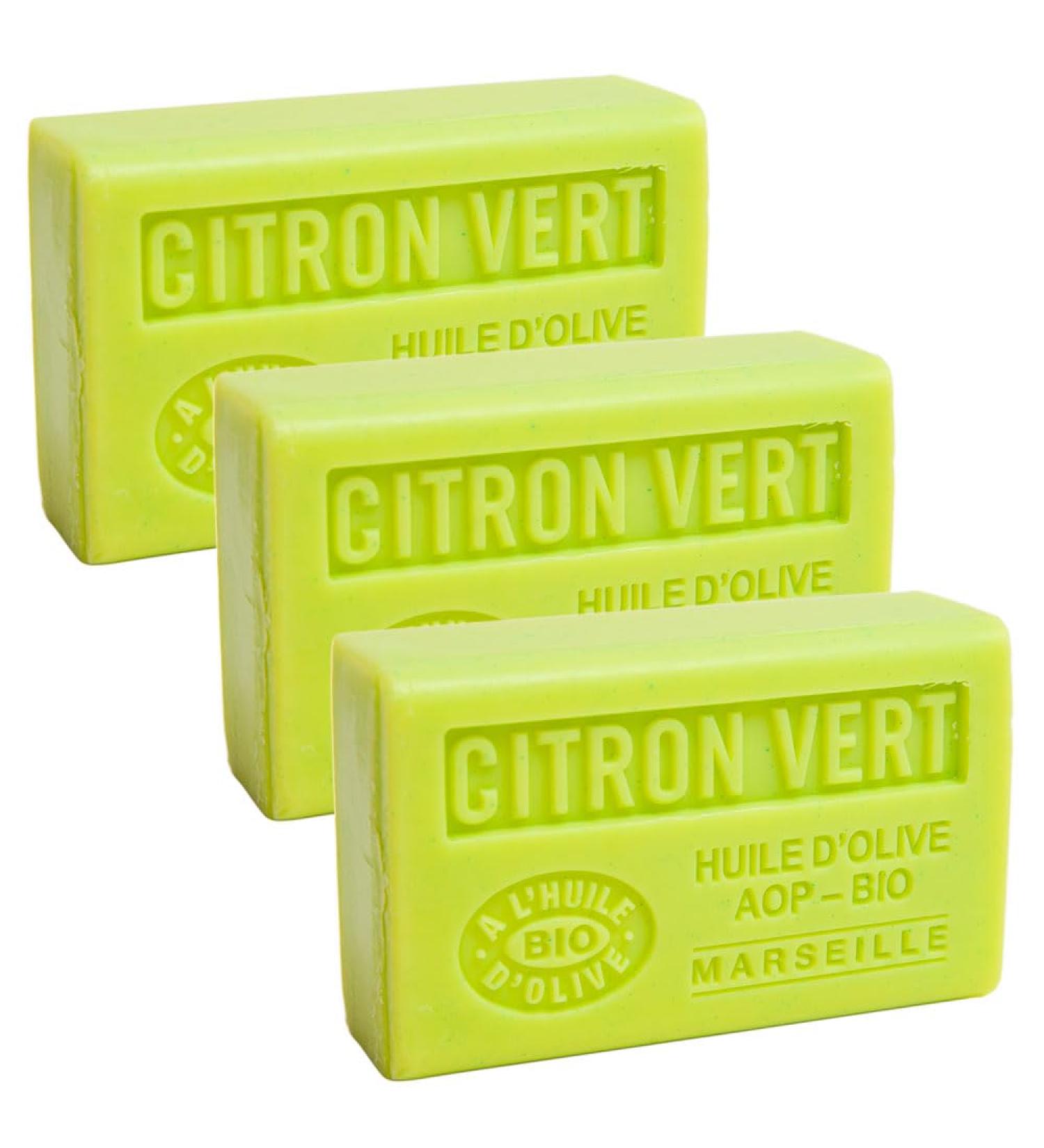 Buy Savon de Marseille: Organic Olive Oil & Shea Butter Soap - Lime Scented - 125g Bars | Set of 3 - Worldwide Shipping - Buy Online on GoSupps.com