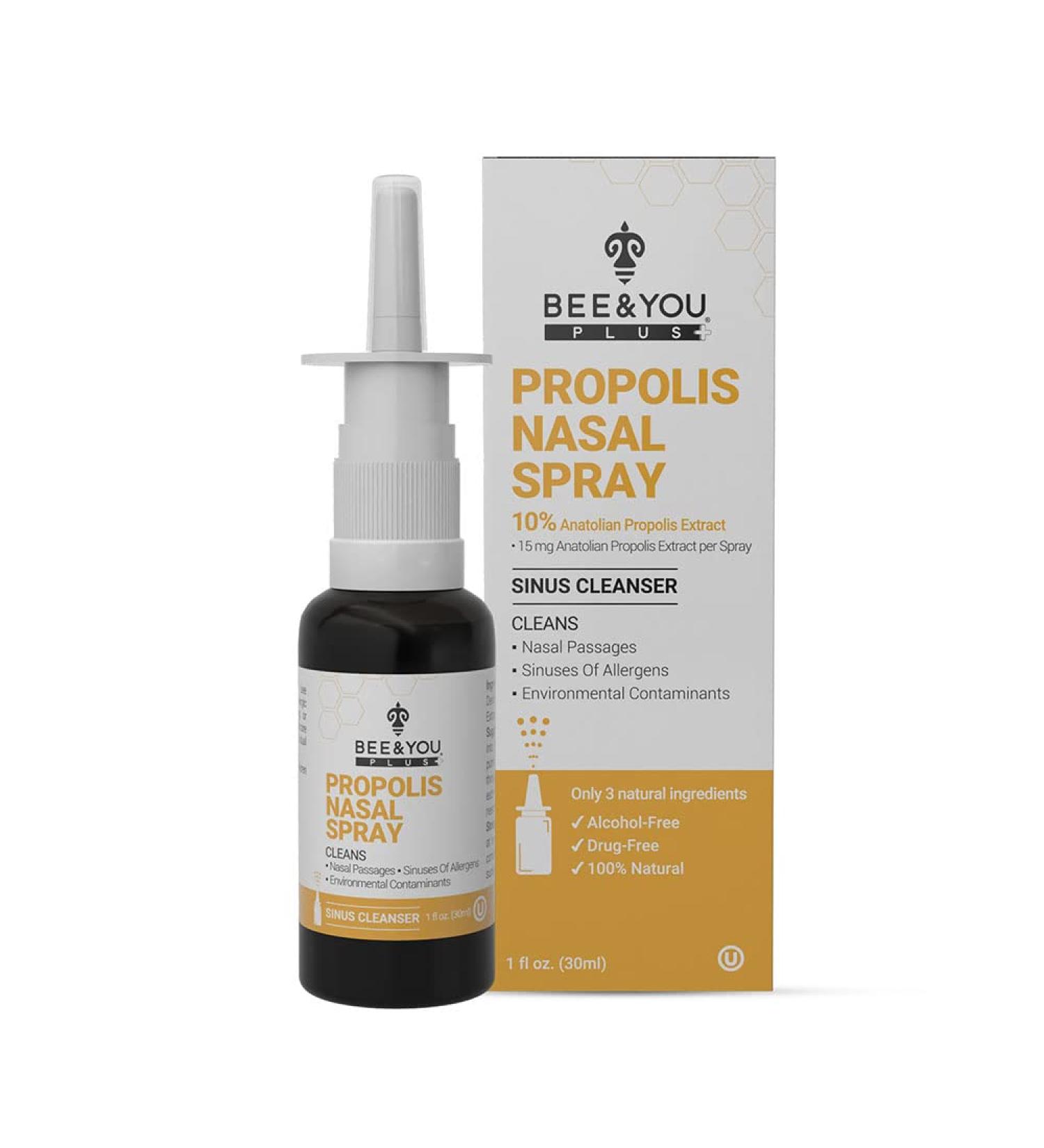 BEE and You Plus Natural Propolis Nasal Spray 1 Fl oz - Drug-Free Sinus and Allergy Relief | Alcohol-Free Medical Grade Propolis Nose Drops - Nasal Moisturizing Spray for Congestion - Pack of 1 - Buy Online on GoSupps.com