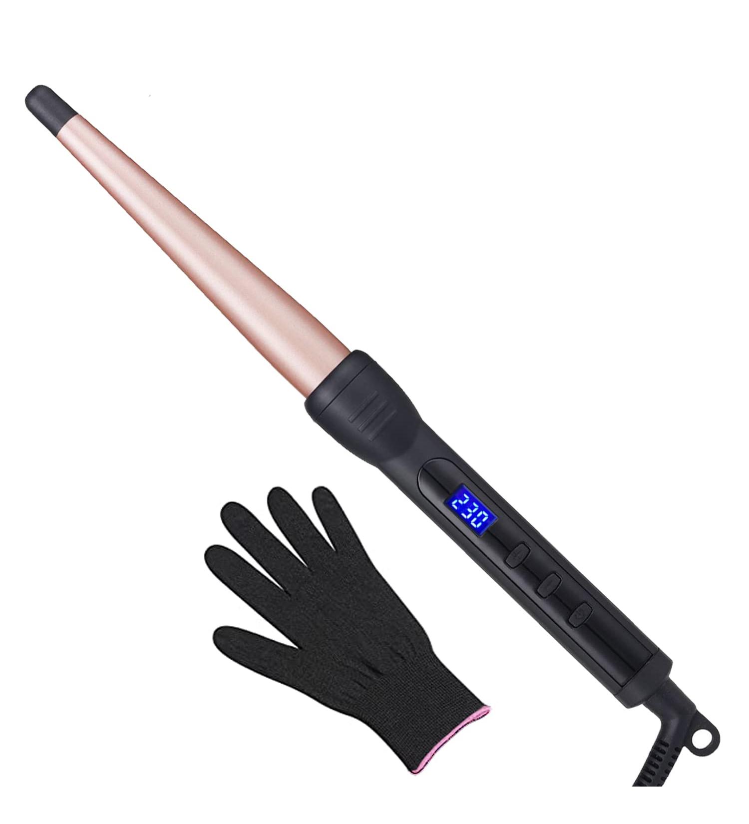 Professional Ceramic Tapered Curling Wand 1/2-1 Inch with LCD Display and 14 Heat Settings - Dual Voltage Hair Curler for All Hair Types - Buy Online on GoSupps.com