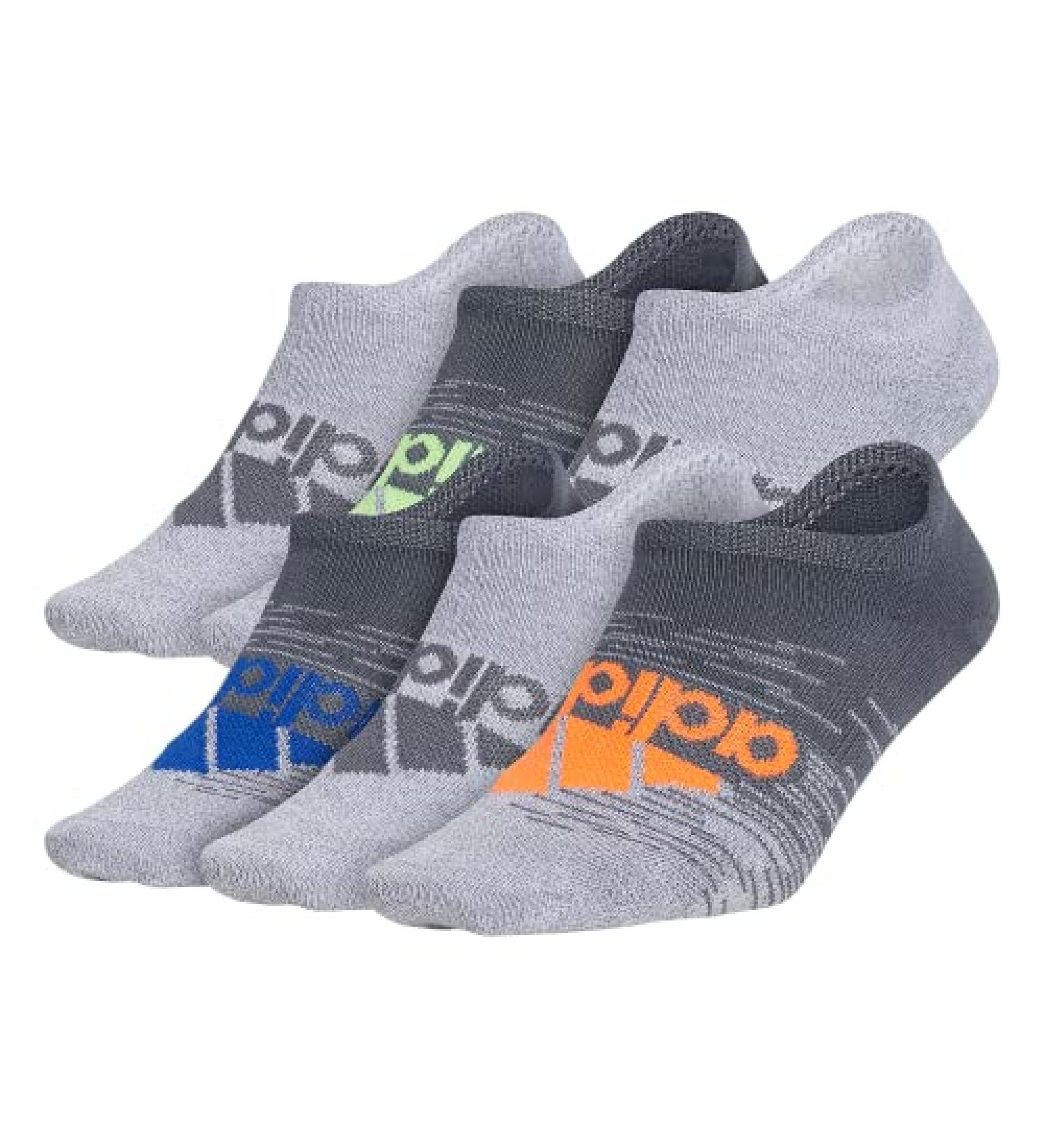 adidas Boys' Youth Superlite Badge of Sport 6-Pack No Show Socks - Large, Onix Grey/Signal Orange - Buy Online on GoSupps.com