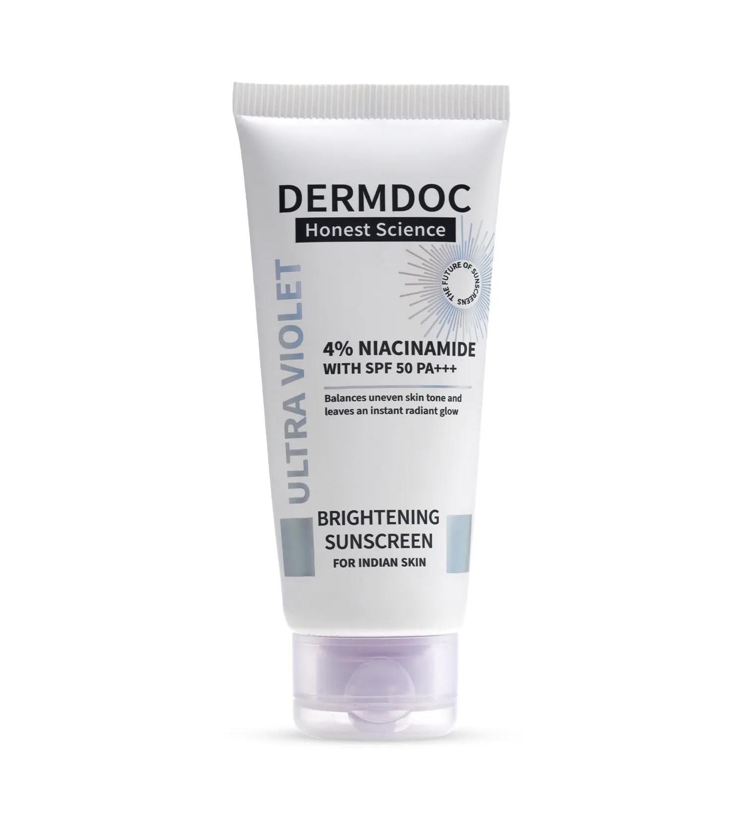 DERMDOC 4% Niacinamide Sunscreen with SPF 50 (50 gm) | Sunblock | Sunscreen for Oily Skin | PA +++ | UV Protection