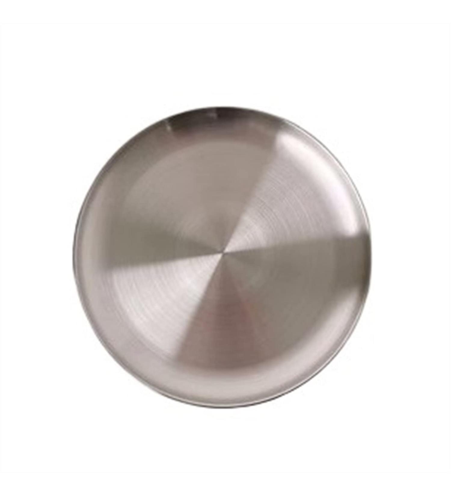 Serving Plates Stainless Steel Plate Round Restaurant Cafe Kitchen Flat Plate Metal Circular Dinner Plate Vintage Frosted Mirror Dessert Plate for Appetizer Dinner and Desserts (Size : L) Large - Buy Online on GoSupps.com