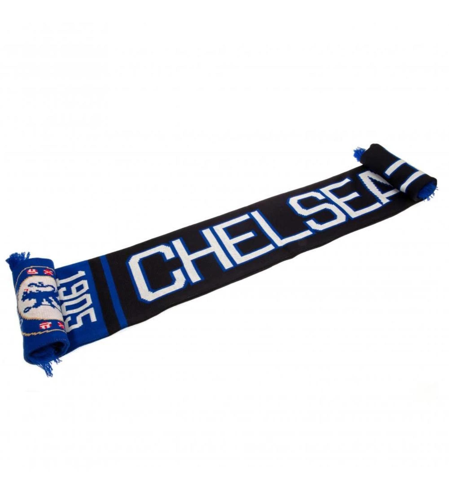 Chelsea FC Official Blue Black White Jacquard Scarf - 5ft Long - Buy Online on GoSupps.com