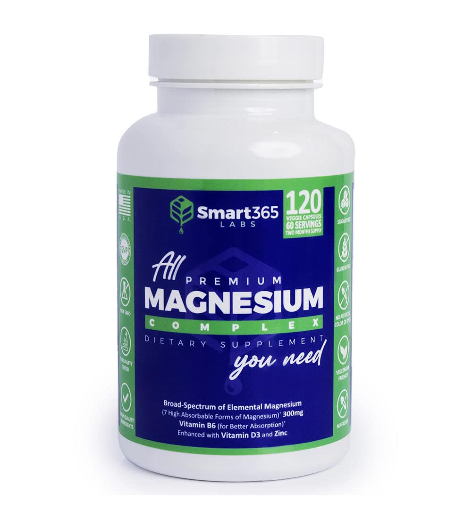 Premium Magnesium Complex | 1321mg Blend, 300mg Elemental Magnesium | Citrate, Chelate, Gluconate, L-Threonate, Malate, Oxide, Bisglycinate | 120 Capsules - Buy Online on GoSupps.com