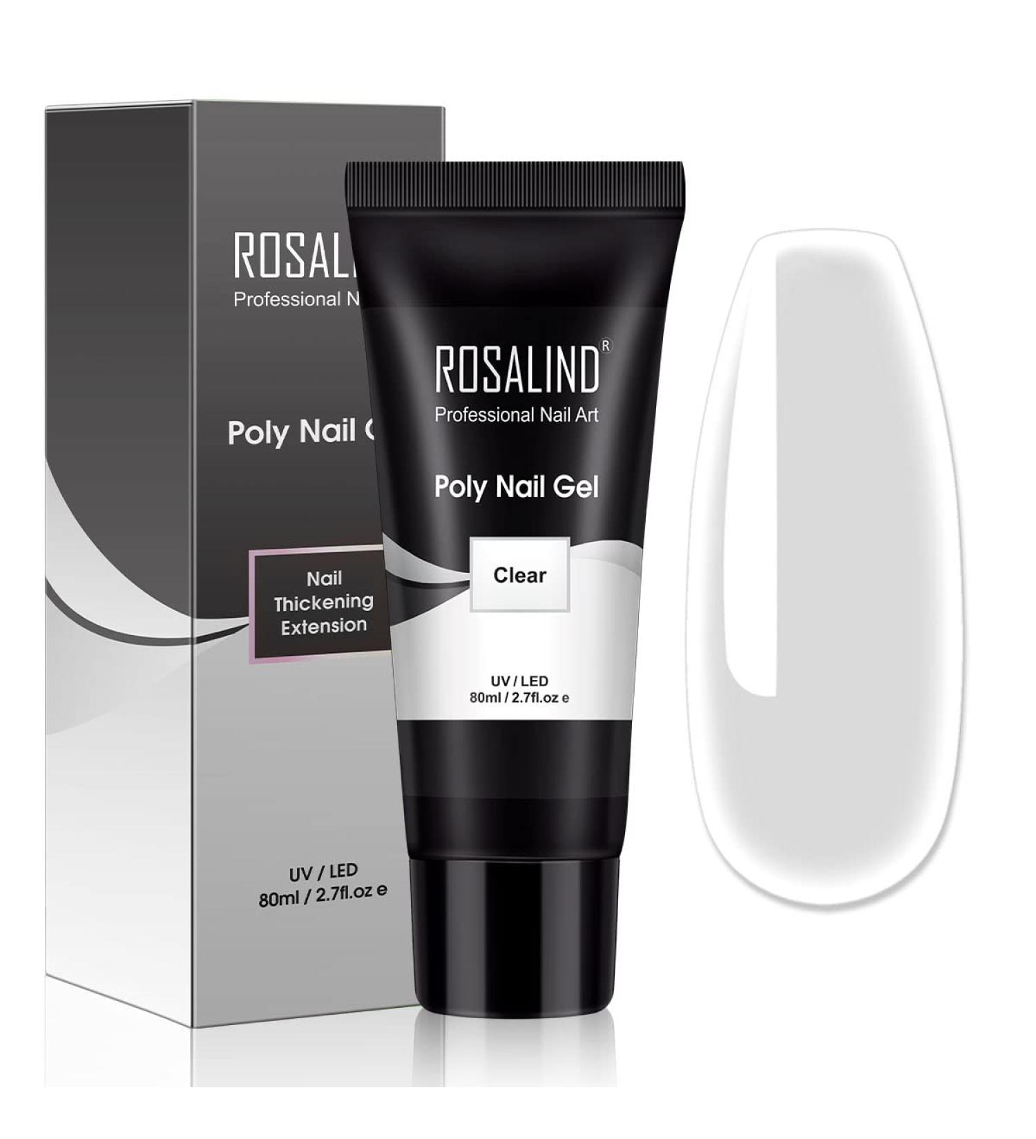 ROSALIND Clear Acrylic Poly Extension Gel 80ml - Nail Thickening Builder for DIY Nail Art at Home with UV Lamp - Buy Online on GoSupps.com