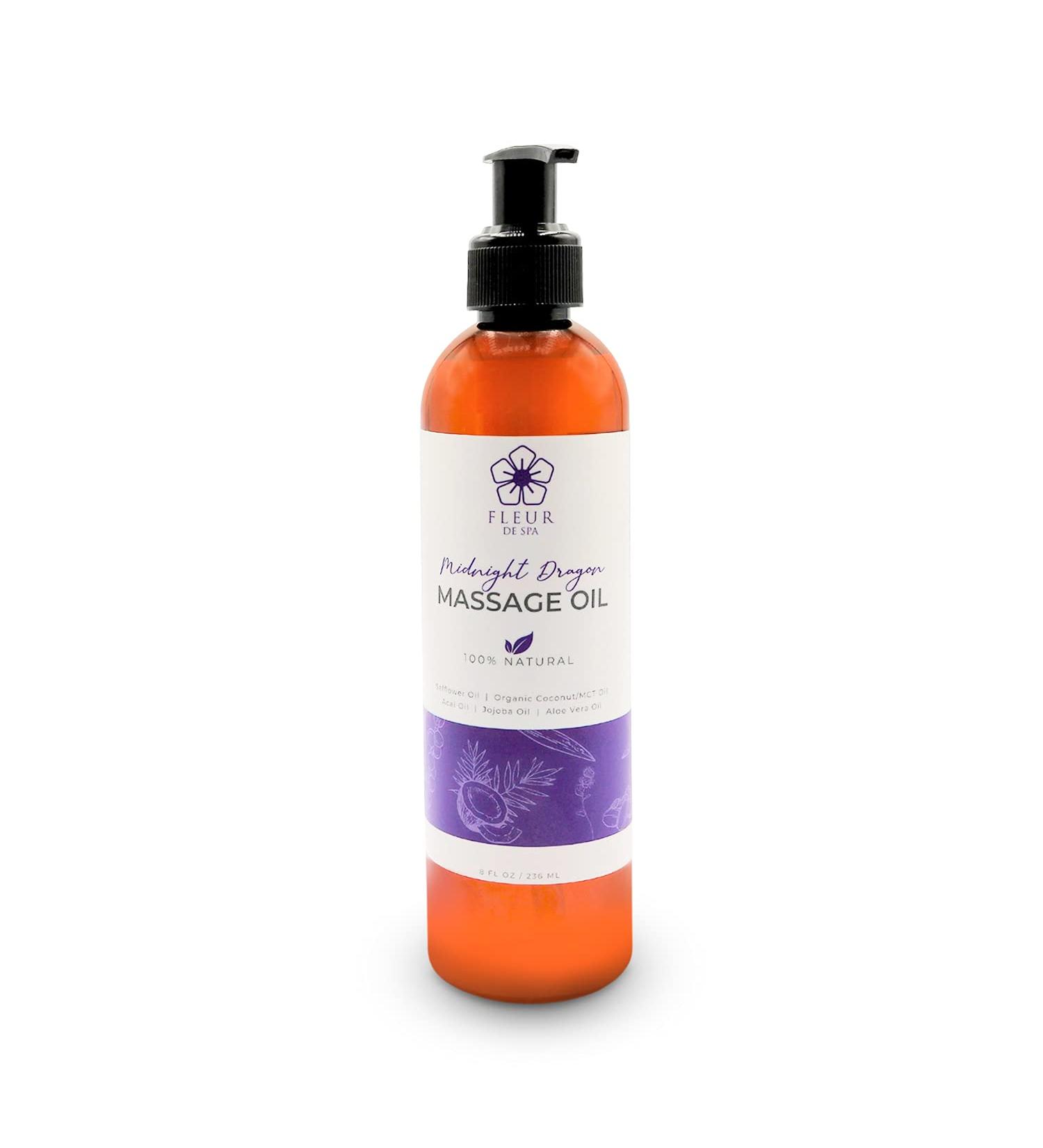 Luxurious Therapeutic Body Massage Oil - Soothes Sore Muscles & Relieves Stiffness - 8oz USA Made with Safflower & Organic Coconut Oils Infused with Acai Berry for Anti-Cellulite - Buy Online on GoSupps.com