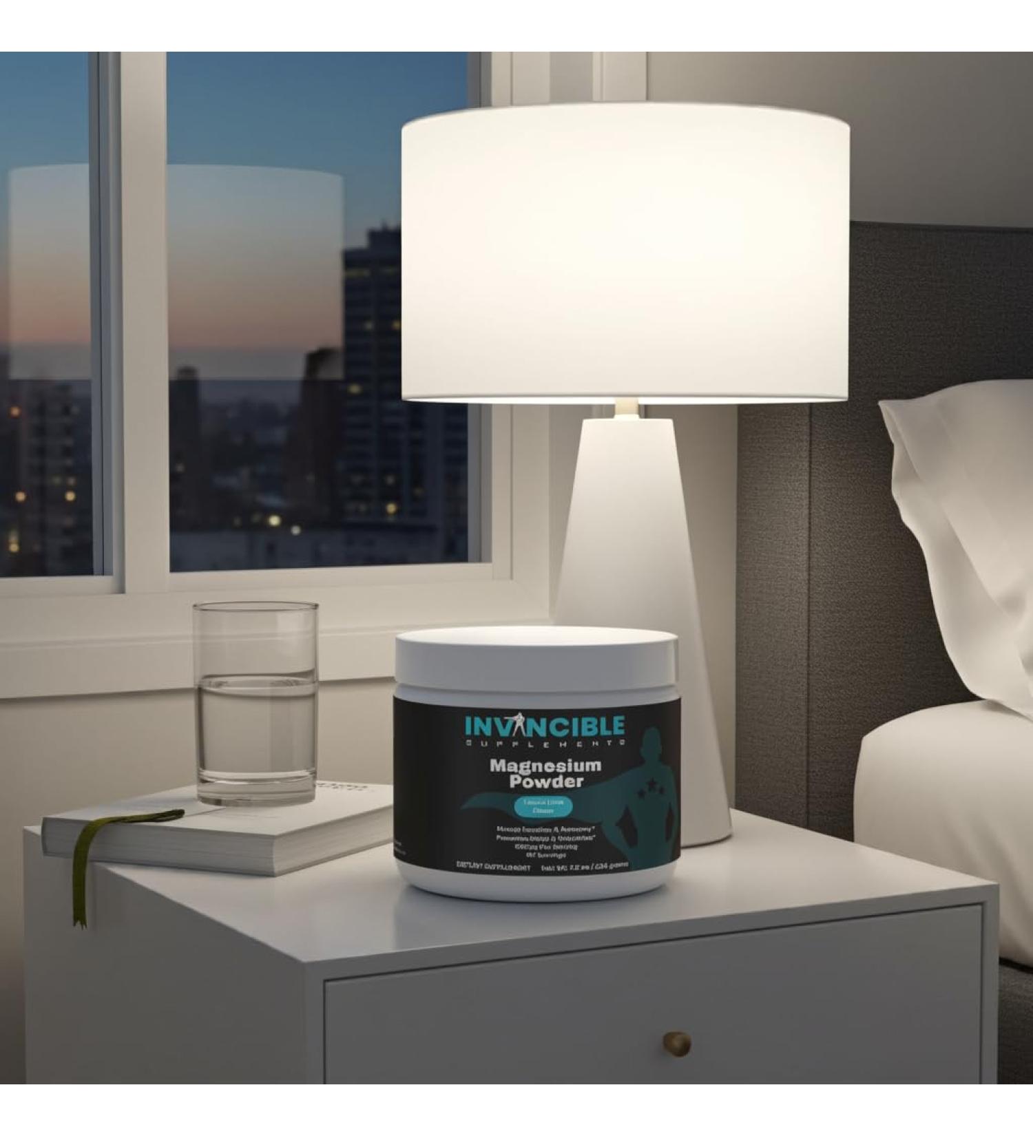 Invincible Supplements Magnesium Citrate Powder Lemon Lime | 350mg Per Serving | Sleep Support Muscle Recovery Highly Bioavailable with Aquamin | Non-GMO Sugar-Free 60 Servings - Buy Online on GoSupps.com