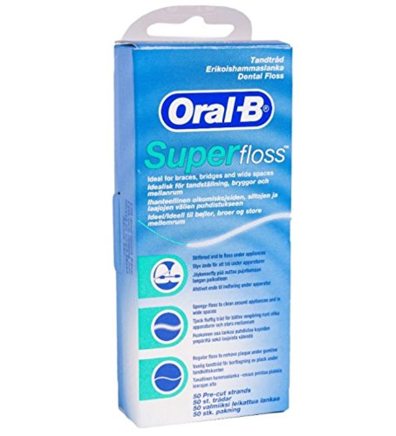 Oral-B Super Floss 50 Pieces Pre-Cut (Pack of 12) 600 Count (Pack of 1)