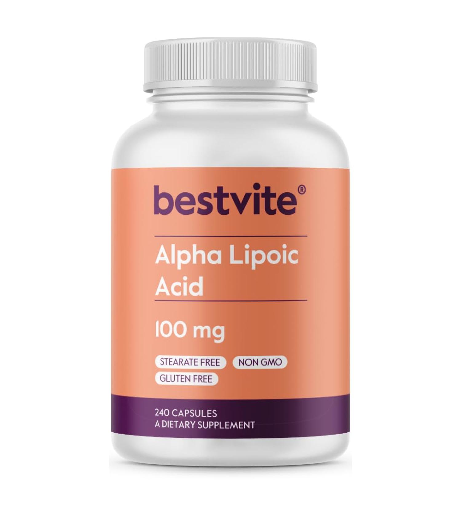 BESTVITE Alpha Lipoic Acid 100mg - 240 Gluten-Free Capsules | Non-GMO No Stearates & Flow Agents - Shop Now for International Shipping - Buy Online on GoSupps.com