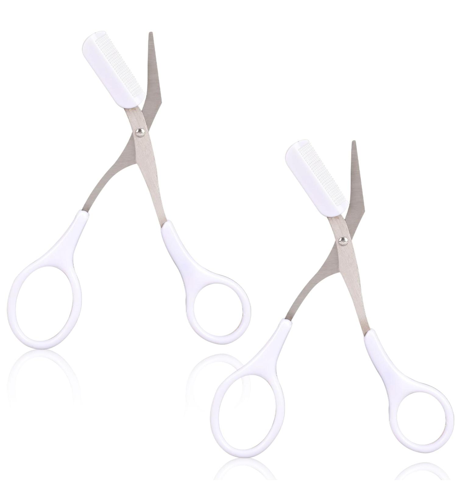 Precision Eyebrow Trimmer Scissors with Comb - Non-Slip Finger Grips - Hair Removal Tool for Men and Women (White) - Buy Online on GoSupps.com