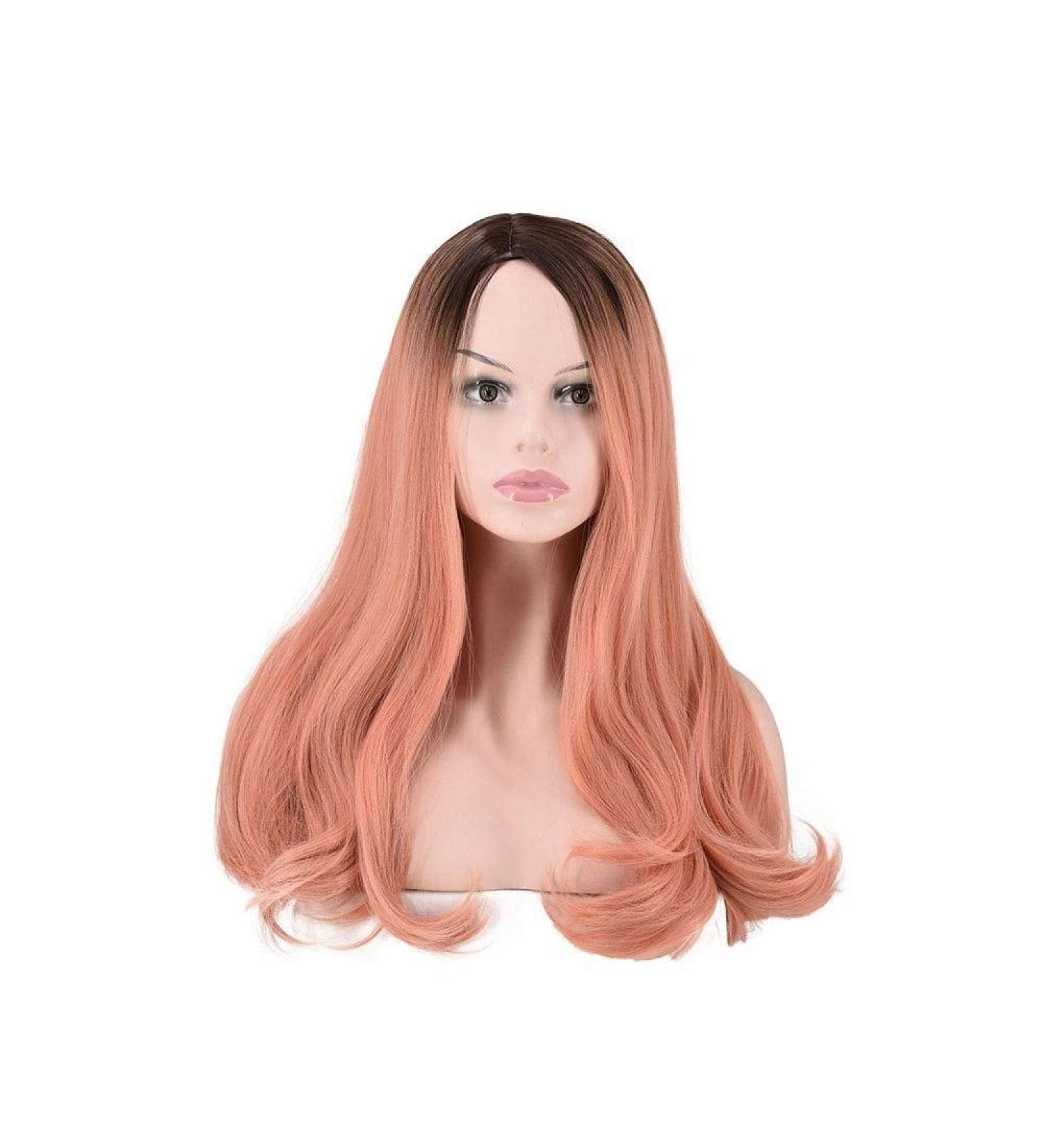 Buy BGHJUE Long Wave Two Tones Black Rooted Orange Heat Resistant Middle Part Wig for Women - Stylish & Durable - Buy Online on GoSupps.com