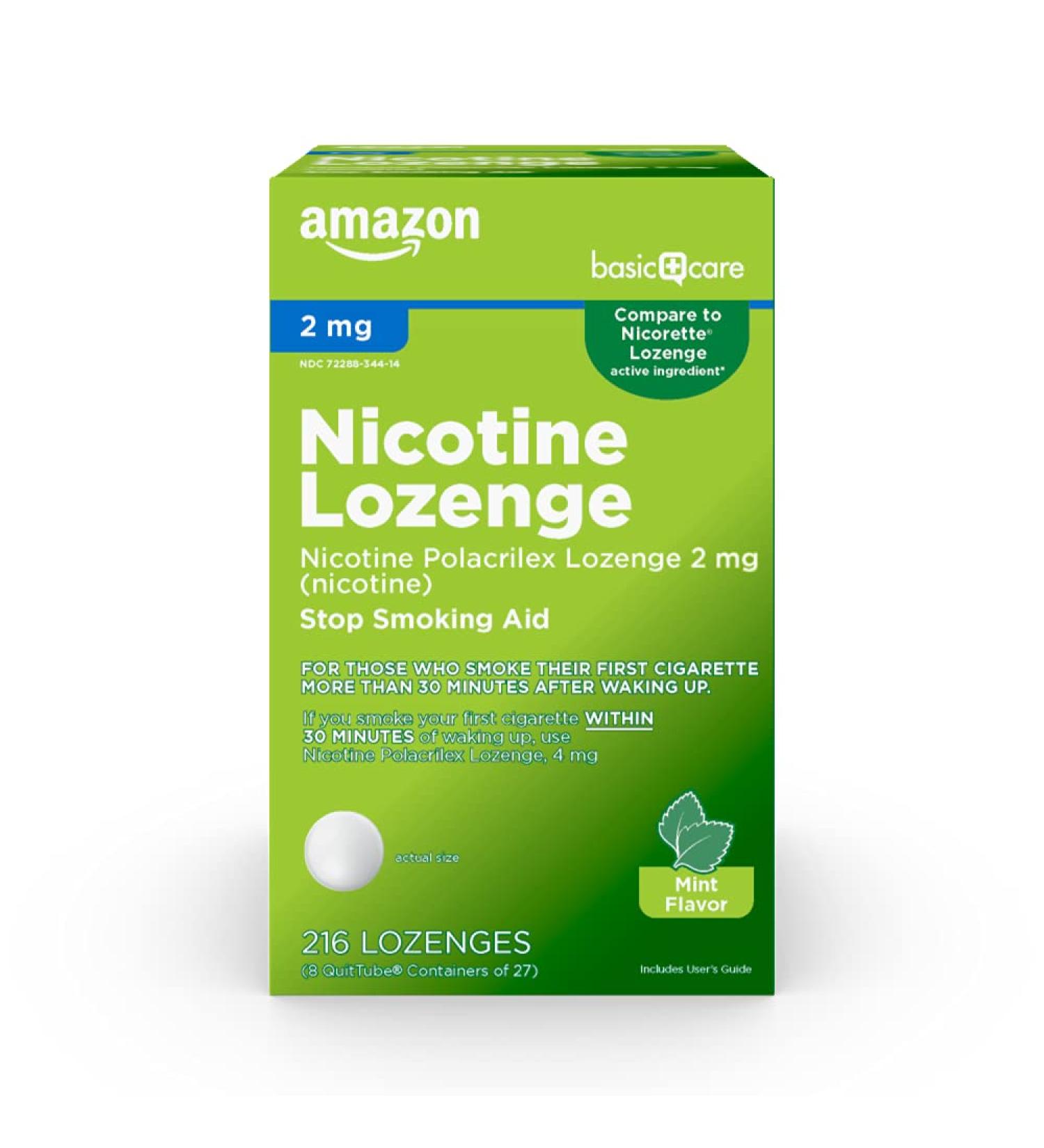 Amazon Basic Care Nicotine Lozenge 2mg Mint Flavor - 216 Count Stop Smoking Aid - Buy Online on GoSupps.com
