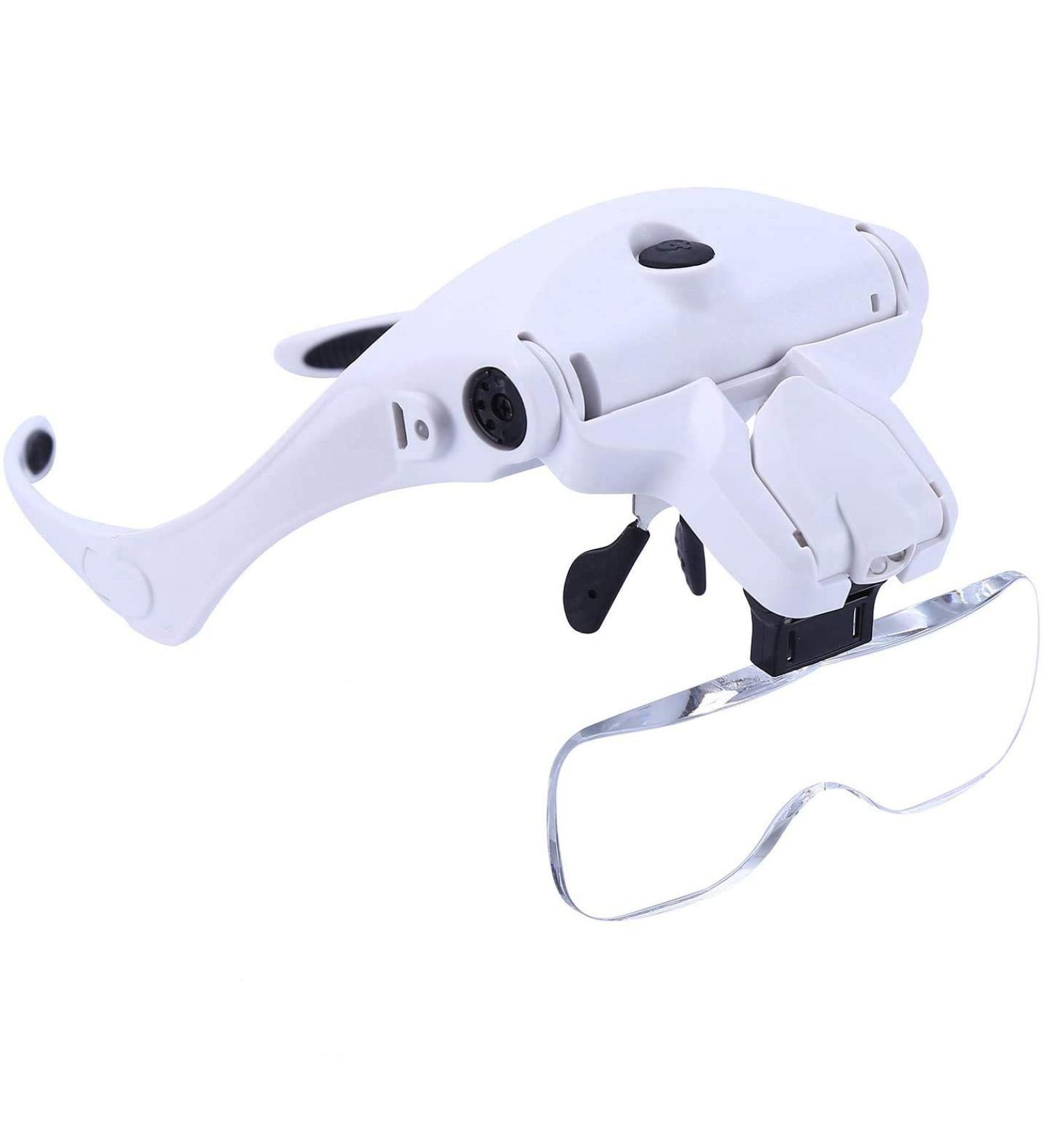 Lveal Head Magnifying Glass Rechargeable Headband Magnifier Glasses with 2 LED Lights Head Mount Magnifier Eyeglasses White - Buy Online on GoSupps.com