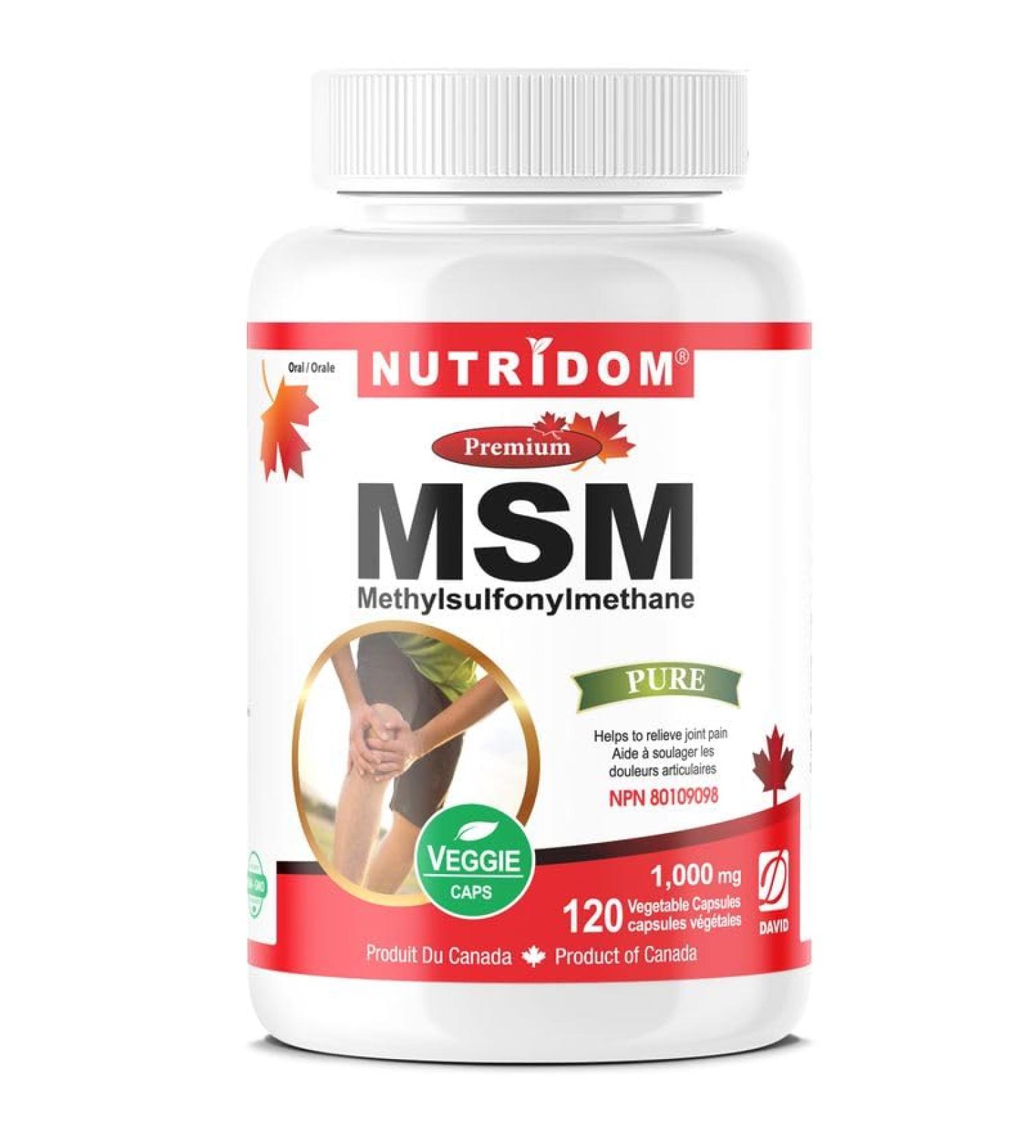 Nutridom MSM 1 000mg Supports Joint Health Methylsulfonylmethane Supplement Non-GMO Vegan Gluten-Free Dairy & Soy Free (120 Veggie Capsules) - Buy Online on GoSupps.com