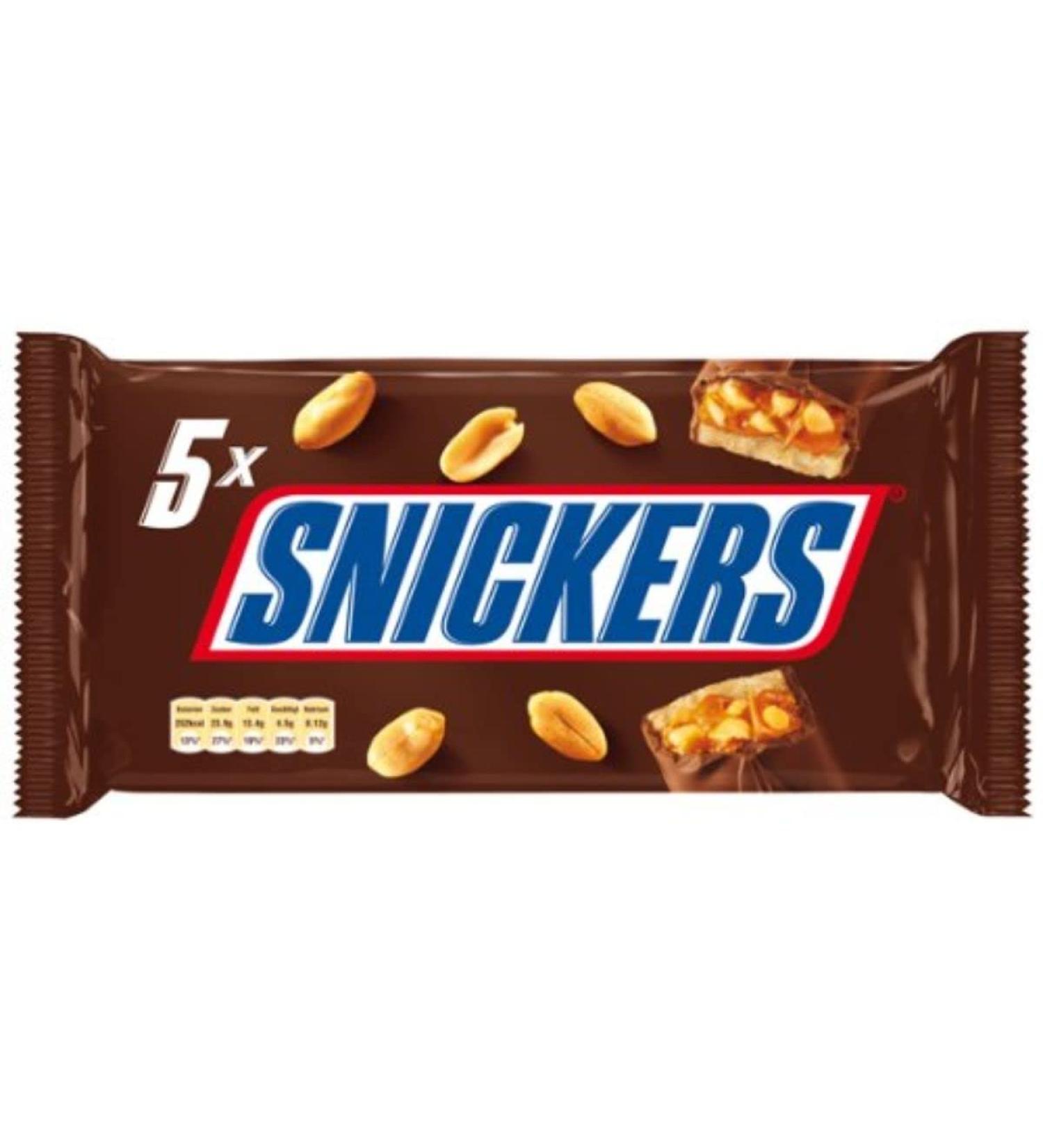 Snickers Snickers Chocolate bars topped with caramel and peanuts - Bag of 5 250g
