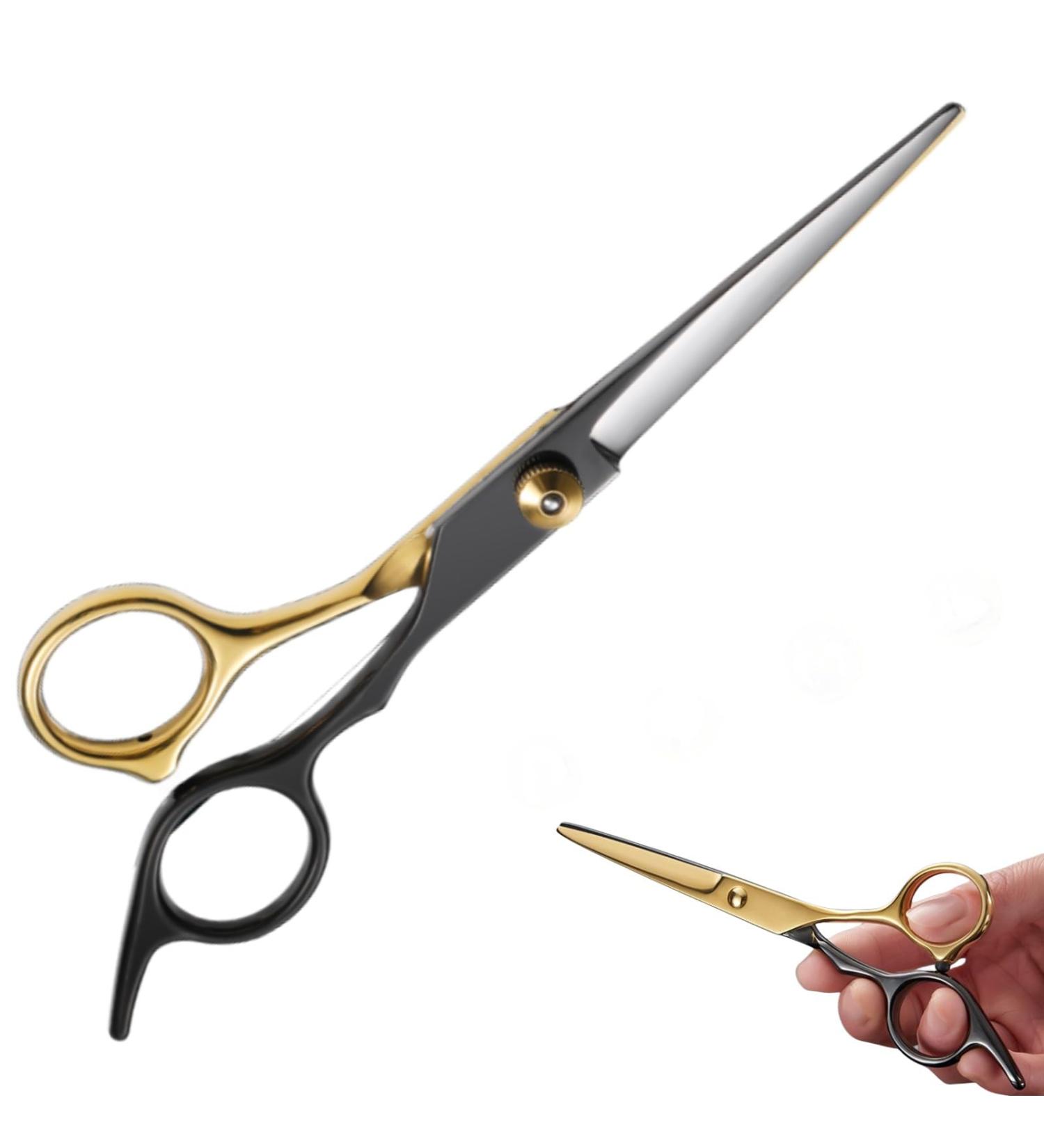 Hairdressing Barber Hair Scissor Professional Hair Cutting Scissor Haircut Beard Shaping Grooming for Men Women Children Pets Home Salon Barber (Black Gold) - Buy Online on GoSupps.com