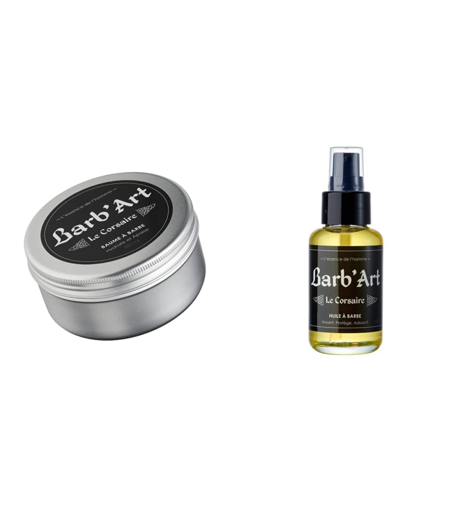 Barb'Art - Baume Barbe Magnifique - Id al pour Barbes Longues ou mi-longues - 80ml & Huile Barbe Magnifique - Entretien barbe - Huiles bio d'Argan S same et Jojoba -"Le Corsaire" - 50ml - Buy Online on GoSupps.com
