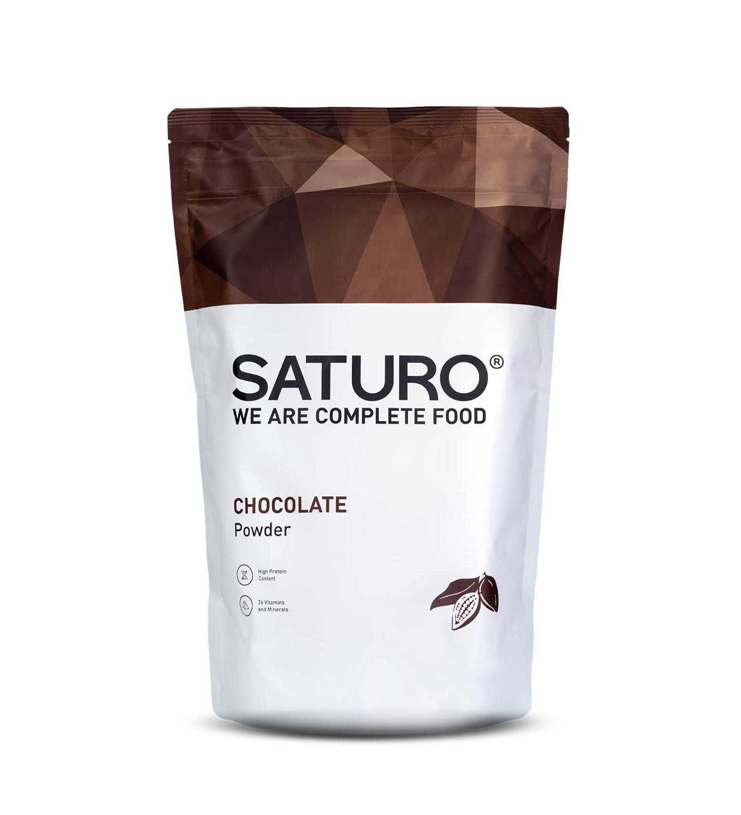 Saturo Chocolate Meal Set | 25g Vegan Protein Shake & 26 Nutrients | Weight Control | 1.4kg Pack - International Shipping - Buy Online on GoSupps.com