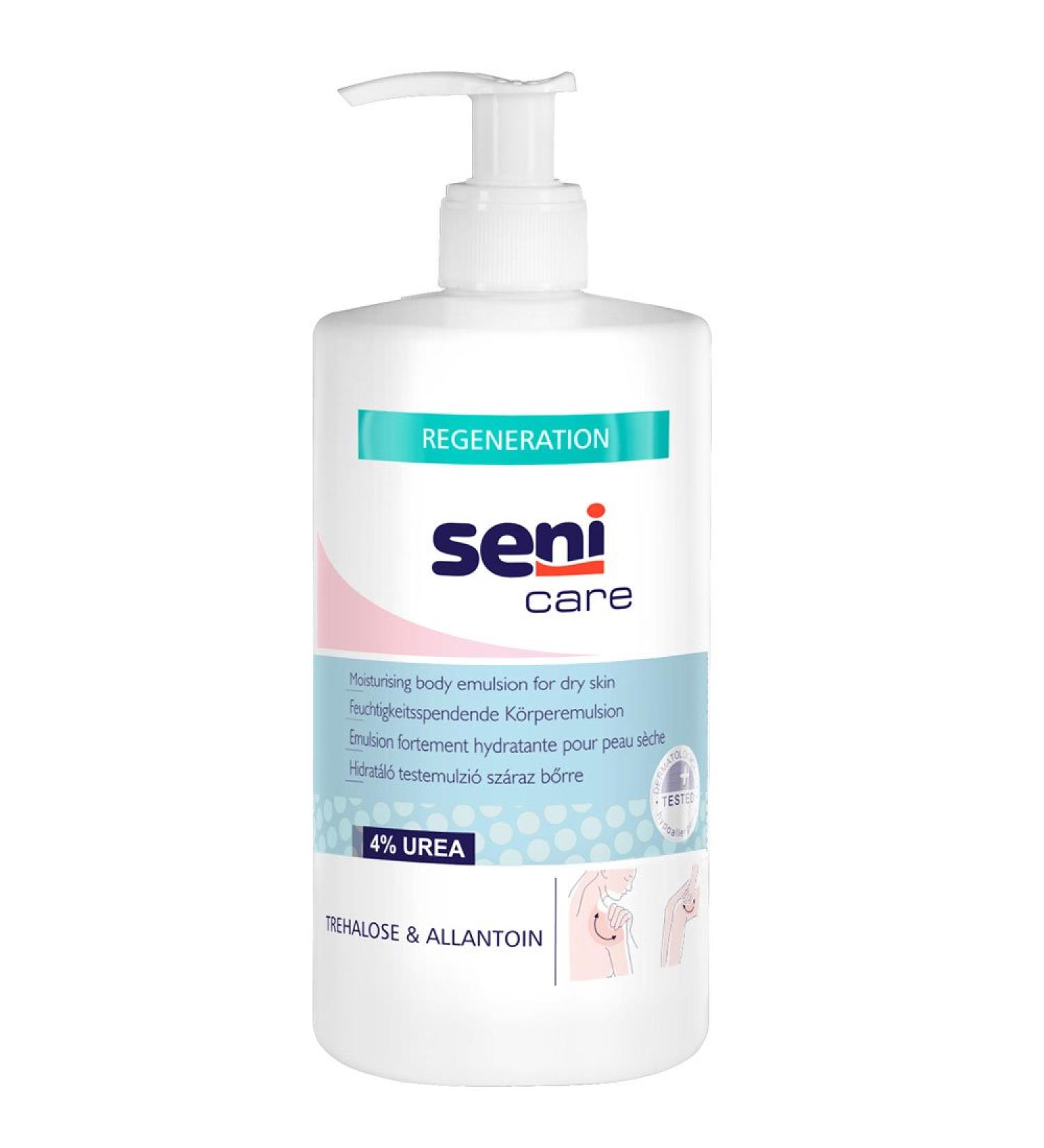 Seni 9674 Care Moisturizing Body Emulsion with 4% Urea 500 ml Pump Bottle 500 ml (Pack of 1)
