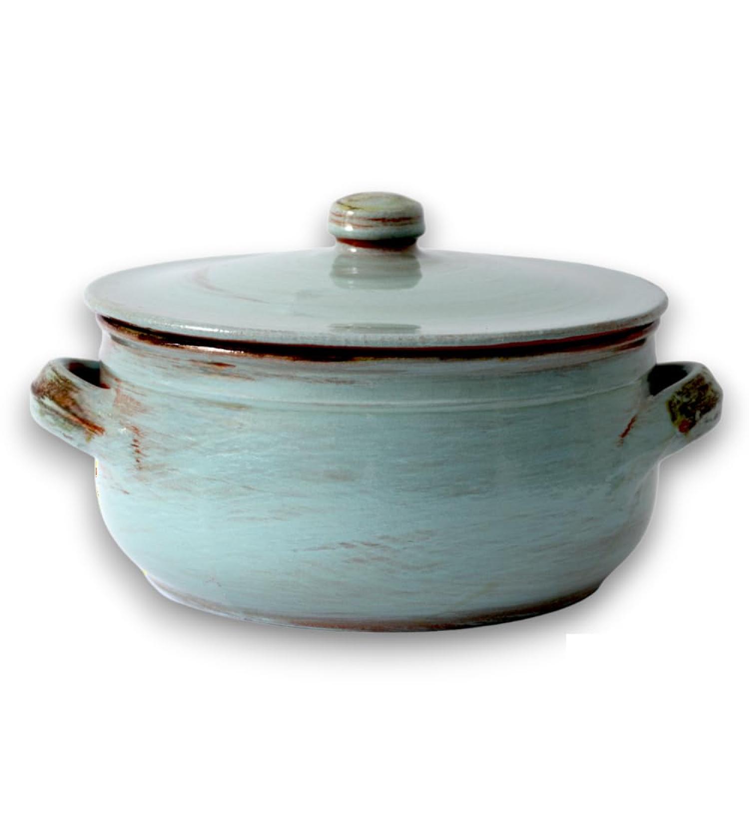 Col Terracotta Pan with Lid Artisan Saucepan Terre Antiche Turquoise Saucepan Diameter 27 cm Turquoise Ancient Lands 27 cm - Buy Online on GoSupps.com