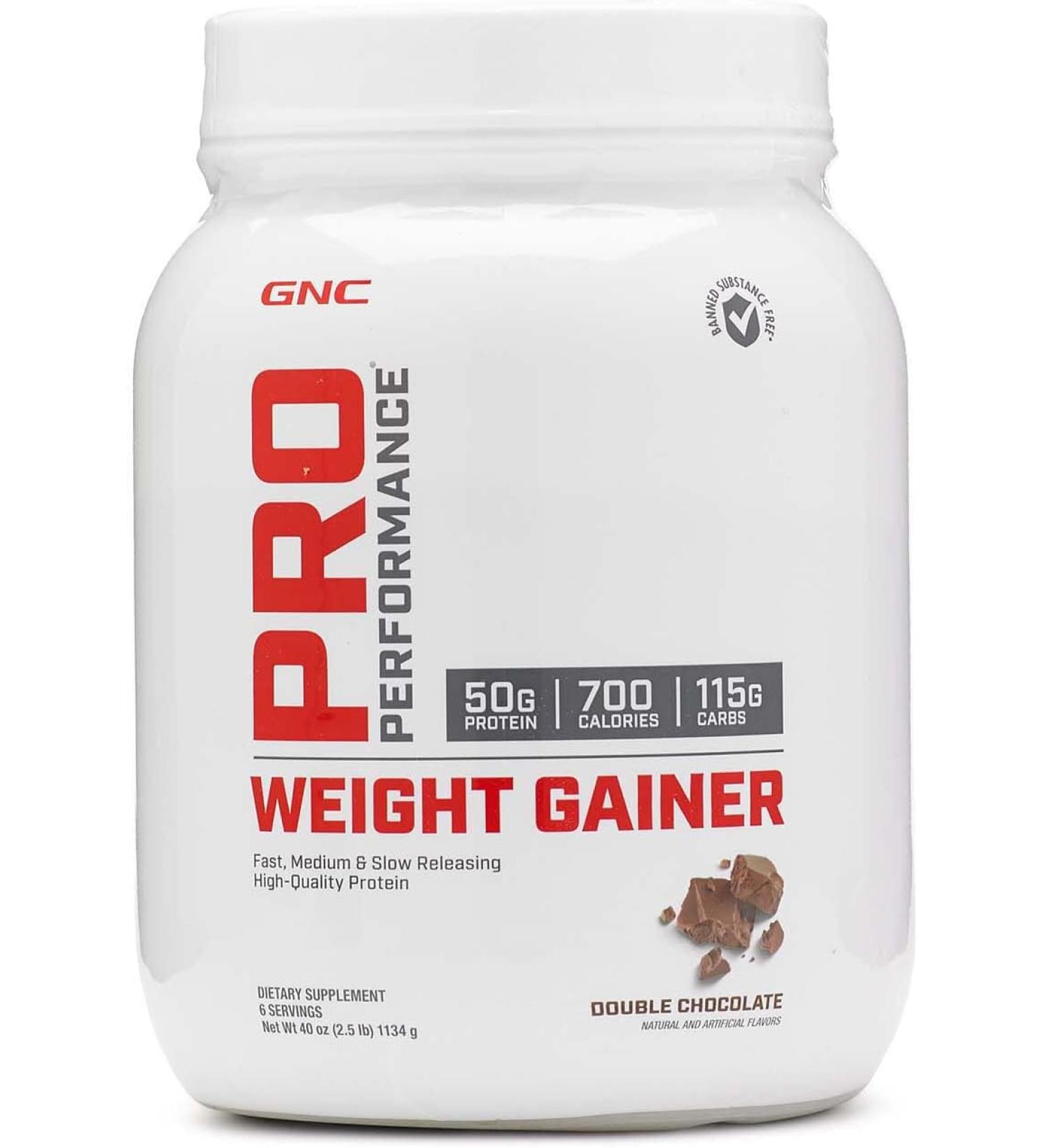 GNC Pro Performance Weight Gainer Protein Powder - Double Chocolate - 40 Oz. - Buy Online on GoSupps.com