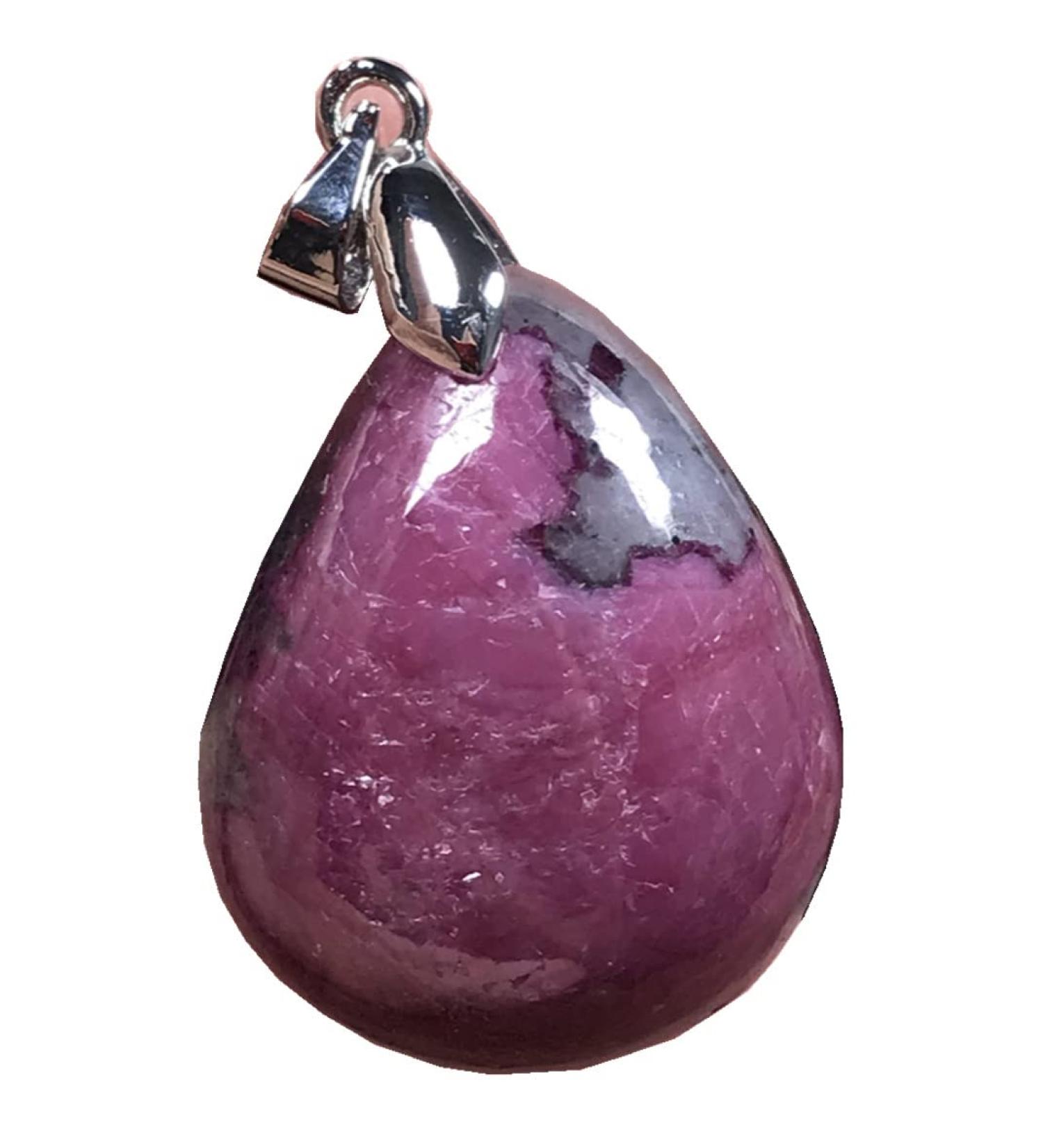Natural Ruby Zoisite Pendant - Rare Red & Green Crystal Jewelry for Luck Love & Wealth - AAAA Quality Silver Beads - Buy Online on GoSupps.com