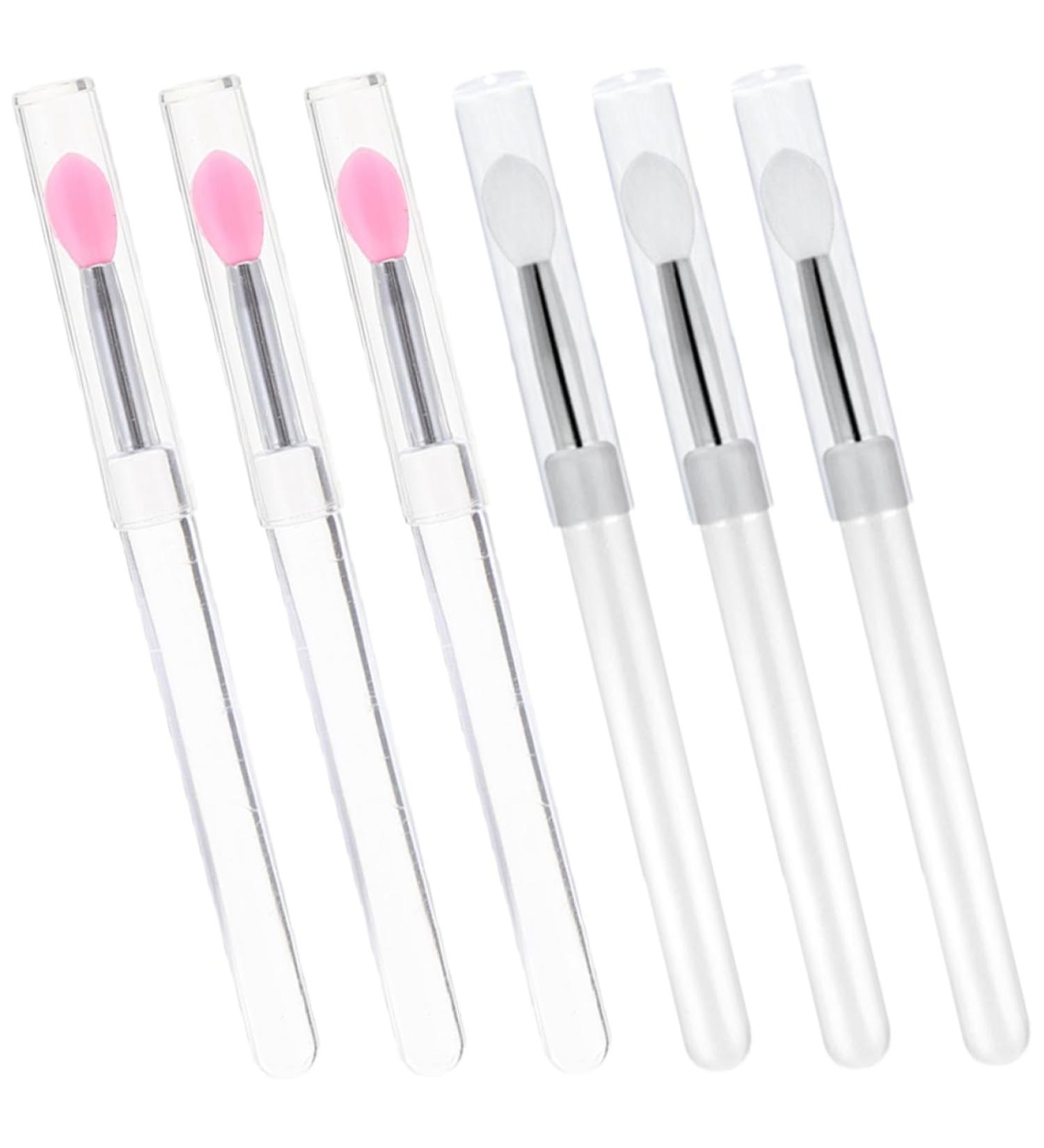 6pcs Silicone Lip Brush Set - Portable Cosmetic Lipstick & Eyeshadow Makeup Tools with Dustproof Lid - Buy Online on GoSupps.com