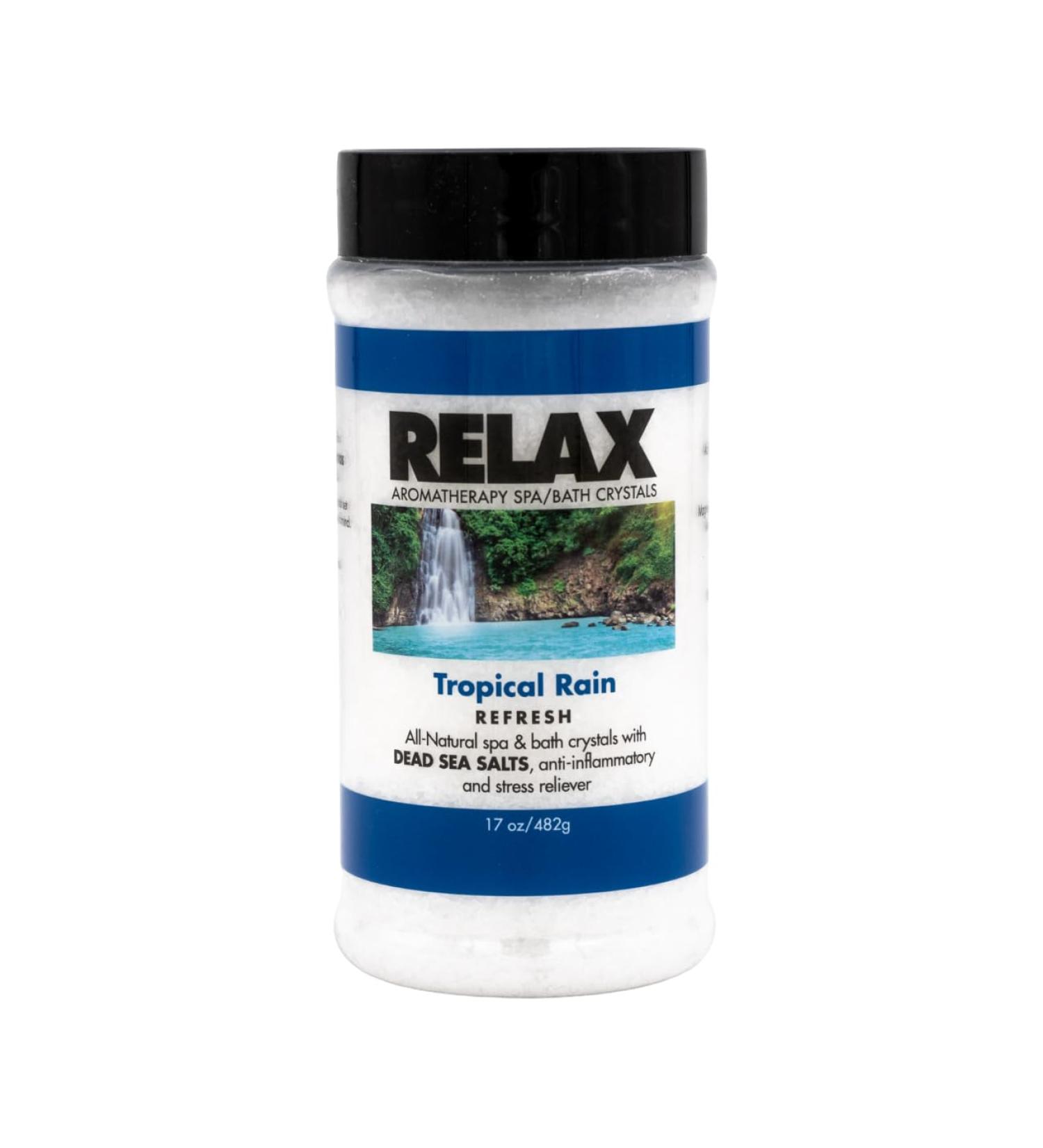Relax Spa & Bath Epsom Salts - Tropical Rain Scent | Premium Dead Sea Bath Salts - 17 oz Bottle for Soothing Relaxation - Buy Online on GoSupps.com