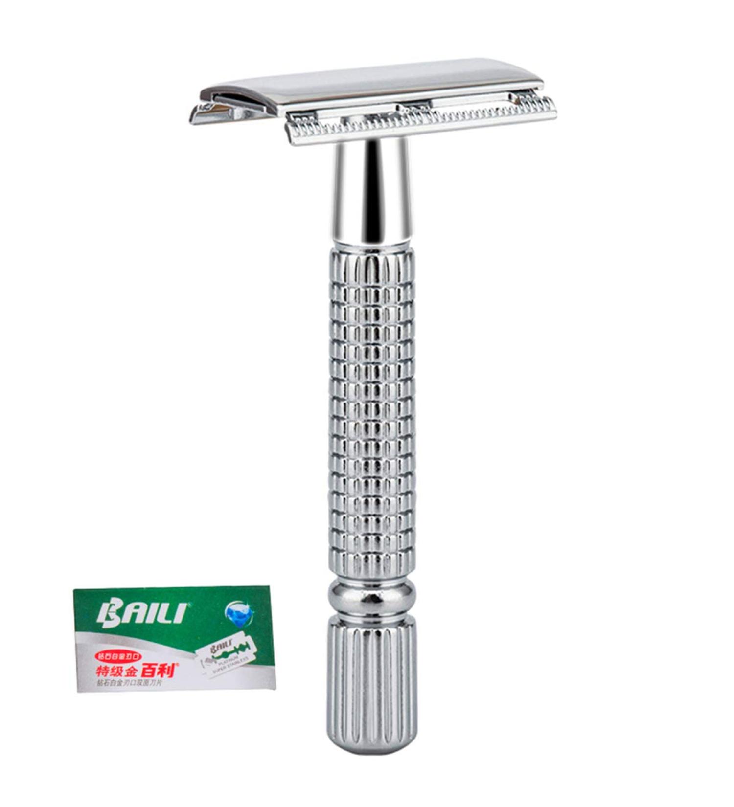 BAILI Classic Metal 3-Piece Double Edge Safety Razor - Platinum Blade for Wet Shaving Men and Women | BT131 - Buy Online on GoSupps.com